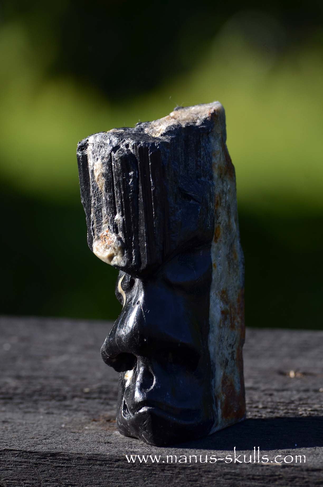 Manus skulls unique Crystal Carvings handmade skulls dragons pendants preseli bluestone tribals spiritual meaning  Black Tourmaline