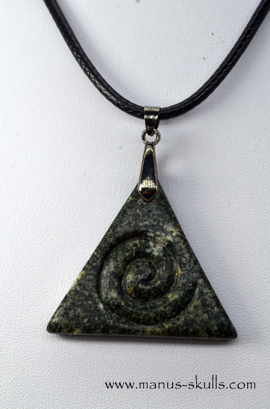 Triangle Preseli Bluestone Spiral Awen Pendant