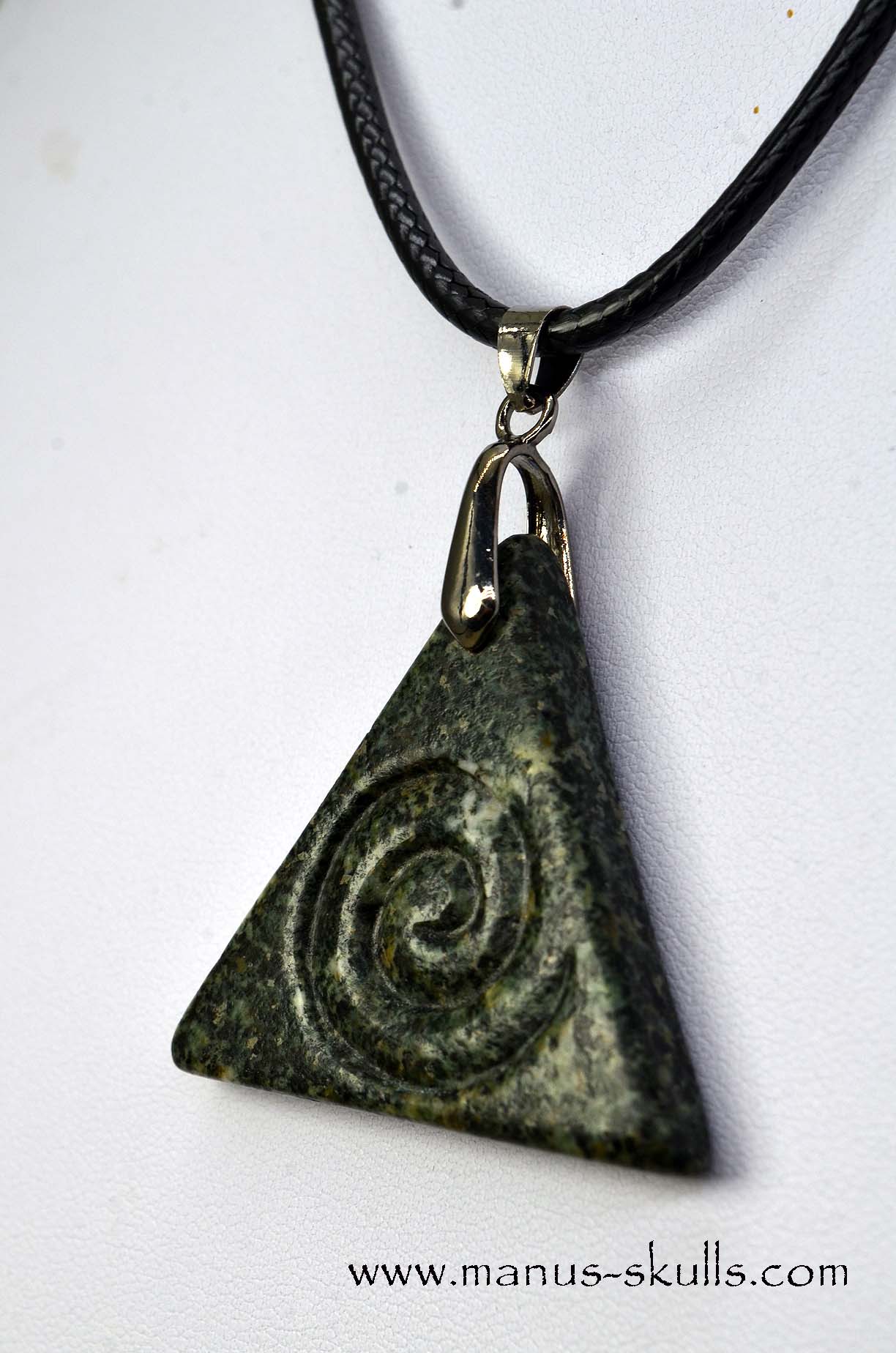 Triangle Preseli Bluestone Spiral Awen Pendant