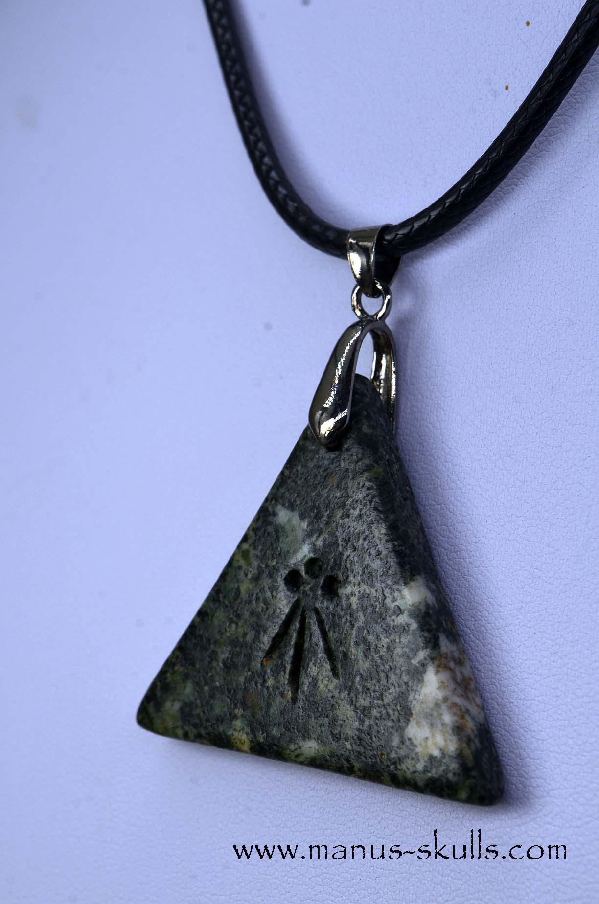 Triangle Preseli Bluestone Spiral Awen Pendant