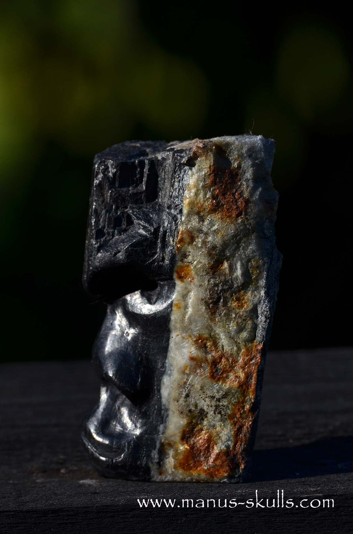Hairless Black Tourmaline Tribal Skull