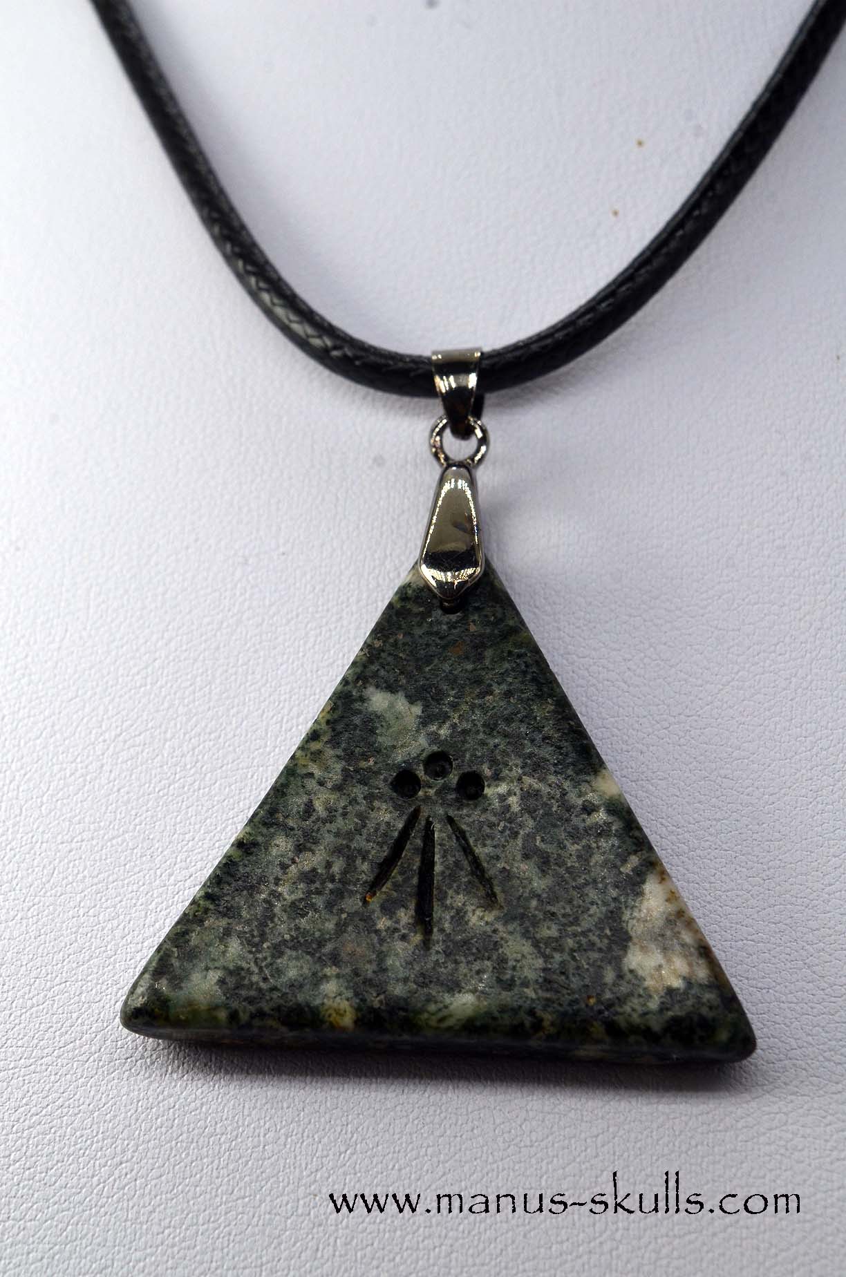 Triangle Preseli Bluestone Spiral Awen Pendant