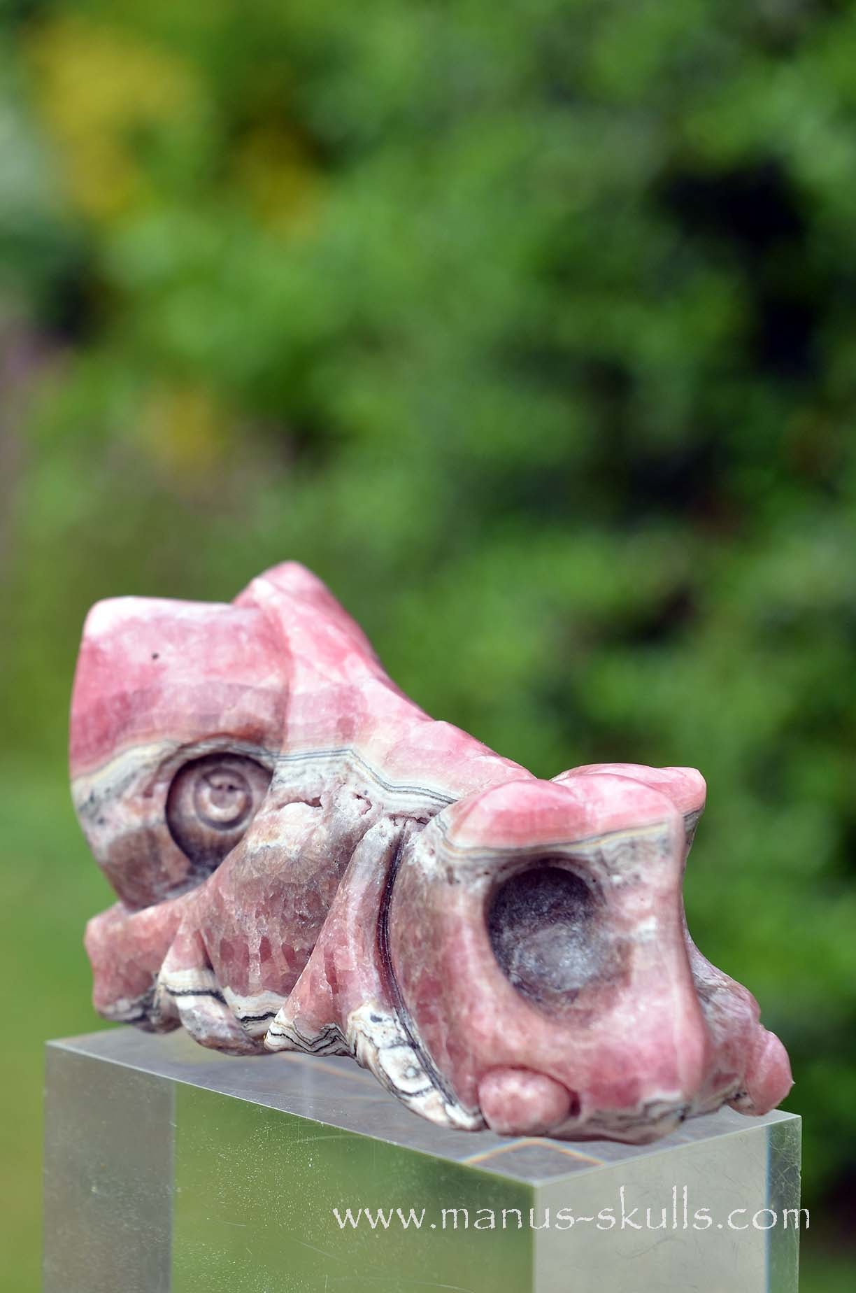 Manus skulls unique Crystal Carvings handmade skulls dragons pendants preseli bluestone tribals spiritual meaning wand Unicorn .. rhodochrosite