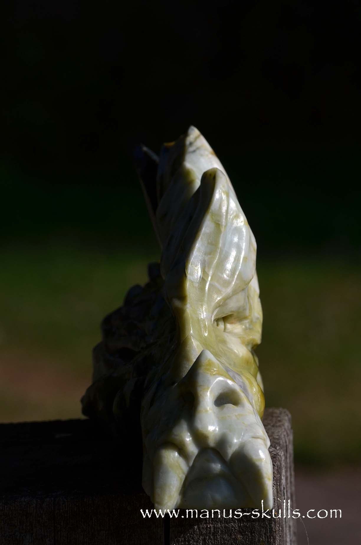 Manus skulls unique Crystal Carvings handmade skulls dragons pendants preseli bluestone tribals spiritual meaning wand Unicorn .. Connemara marble
