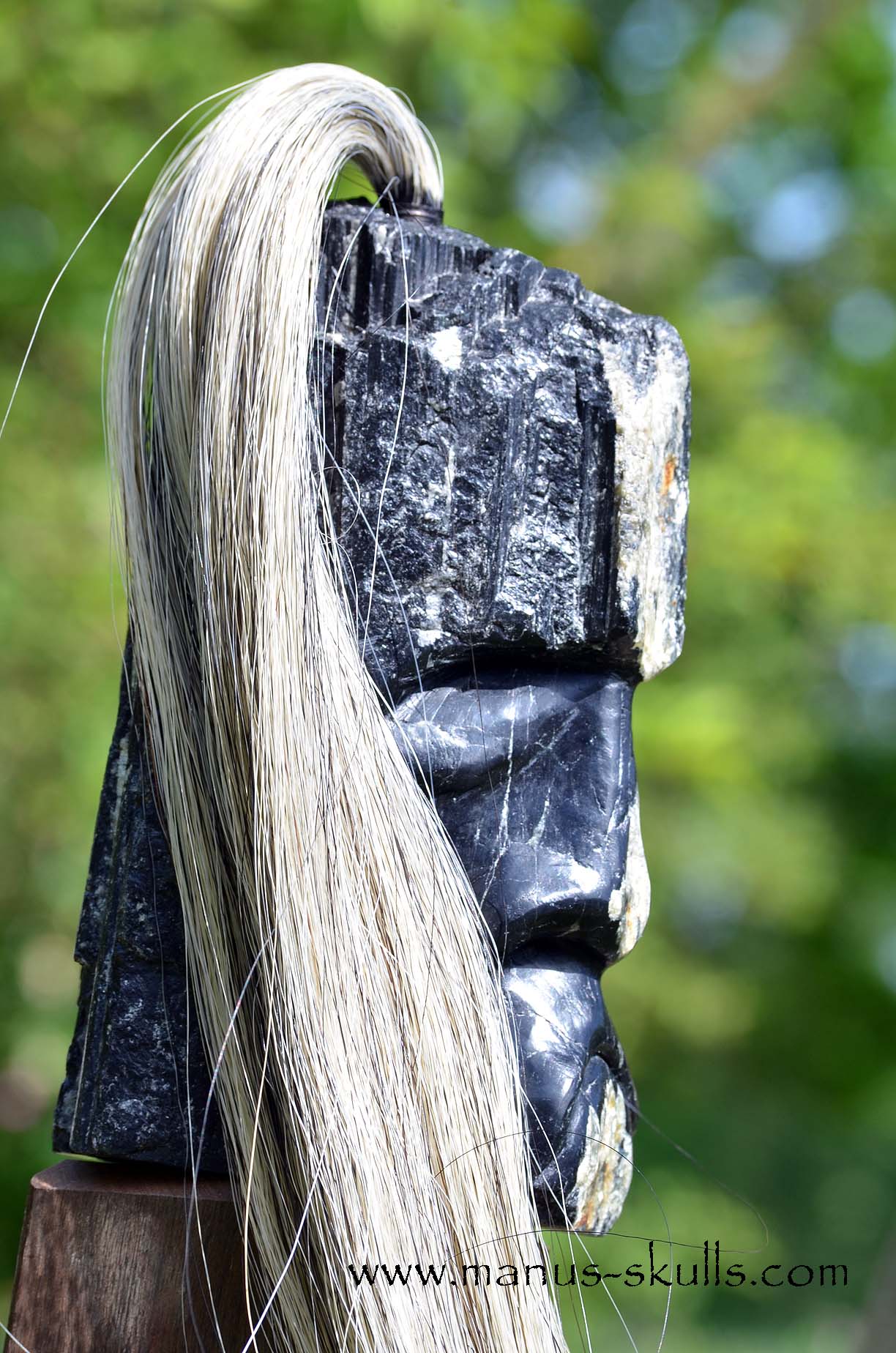 Black Tourmaline Tribal Skull #051