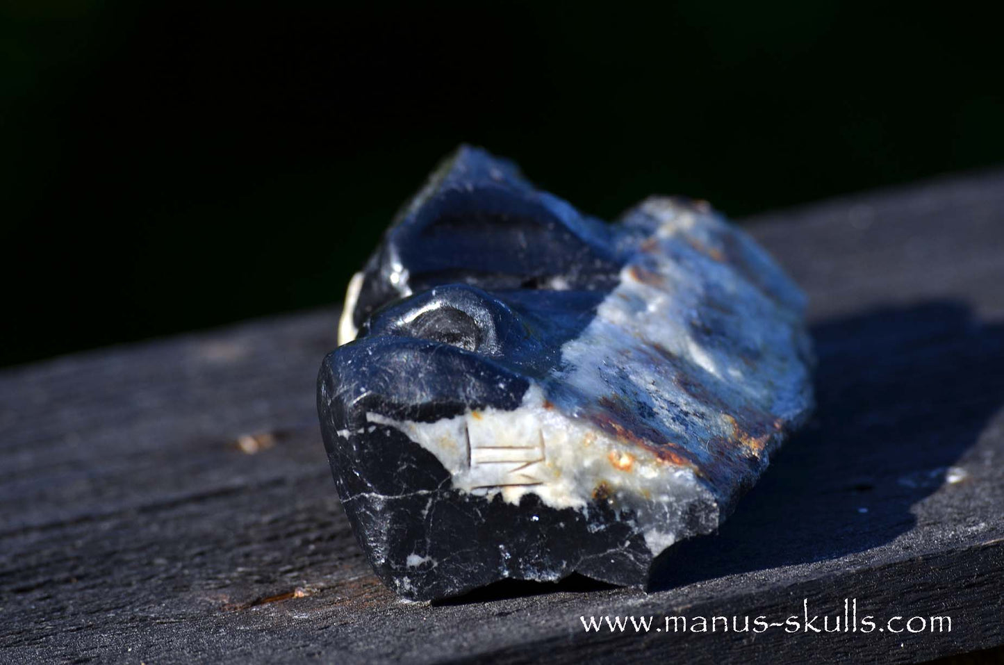 Hairless Black Tourmaline Tribal Skull