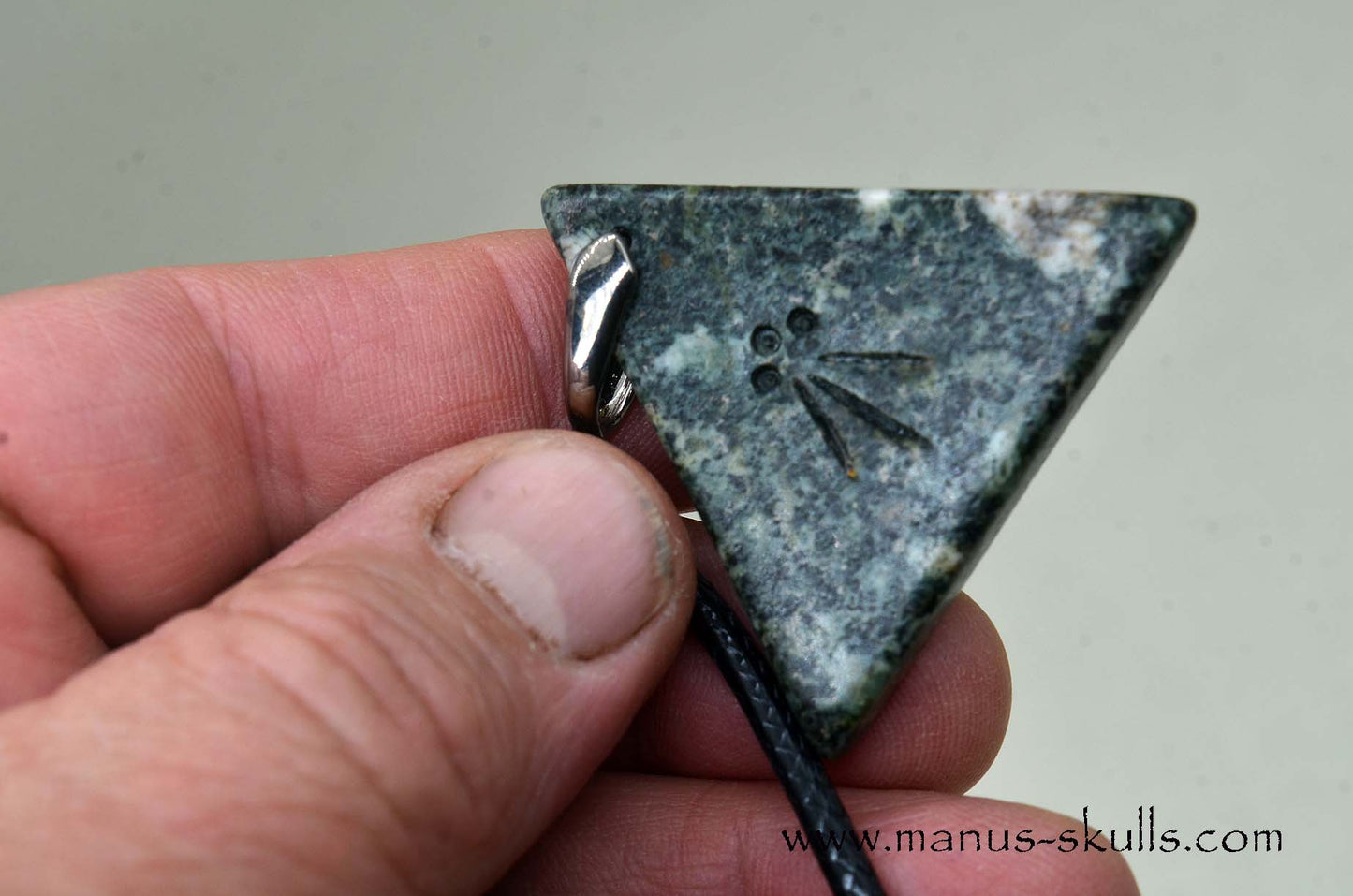 Triangle Preseli Bluestone Spiral Awen Pendant