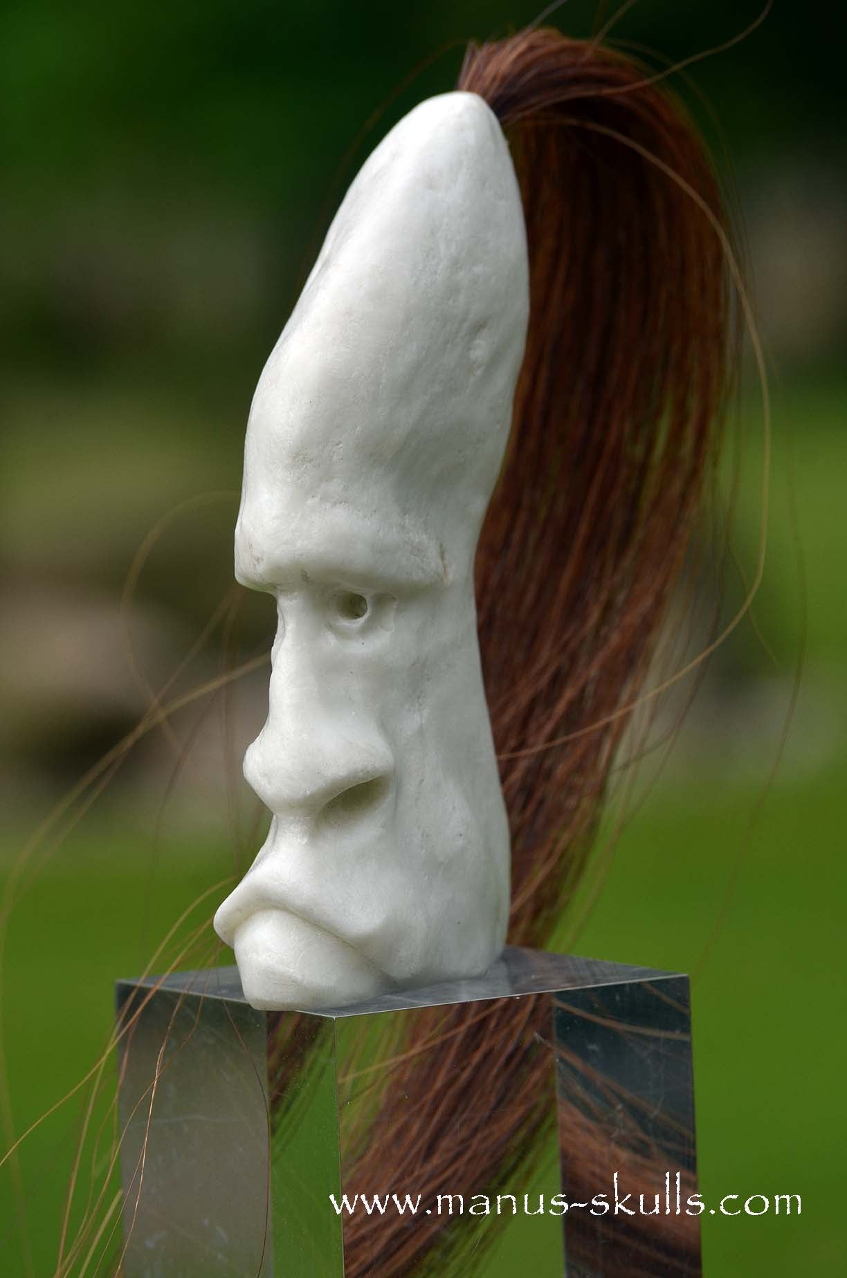 White Steatite Tribal Skull  #046