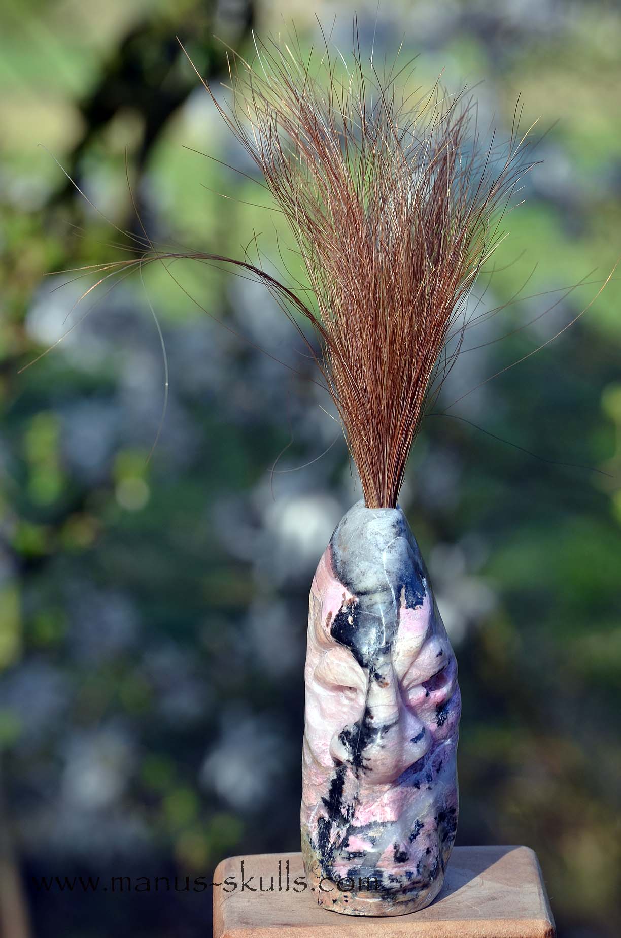 Rhodonite Tribal Skull #018