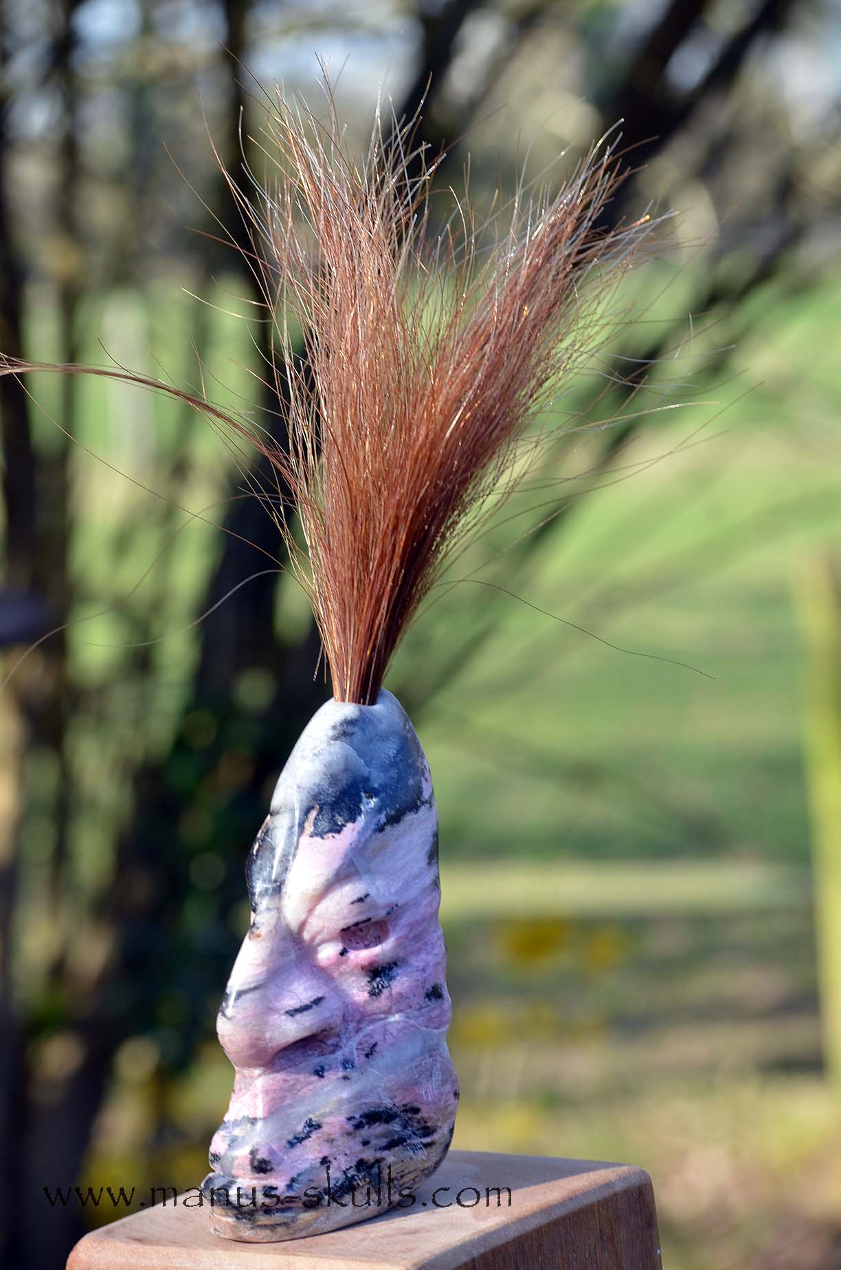 Rhodonite Tribal Skull #018