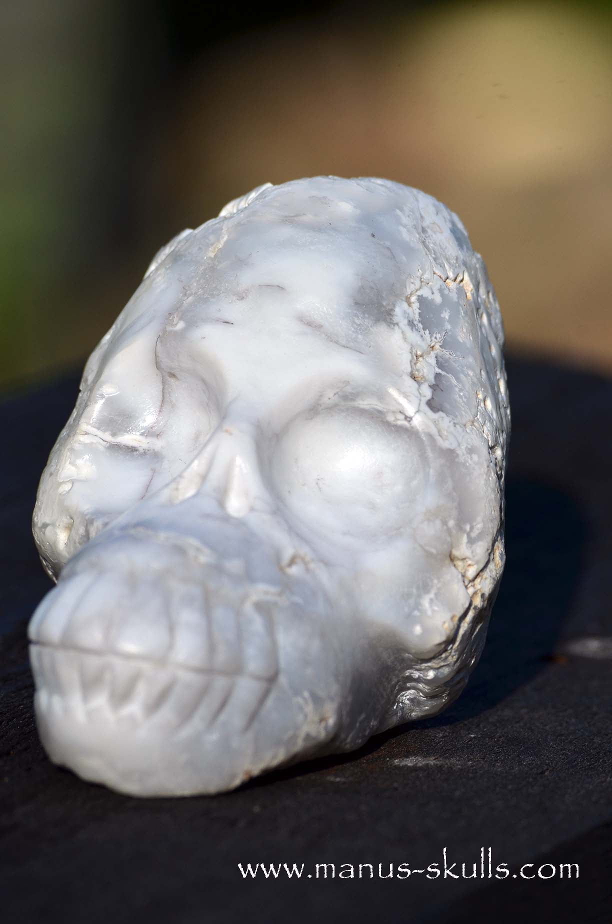 Manus skulls unique Crystal Carvings handmade skulls dragons pendants preseli bluestone tribals spiritual meaning Cacholong Opal Milk