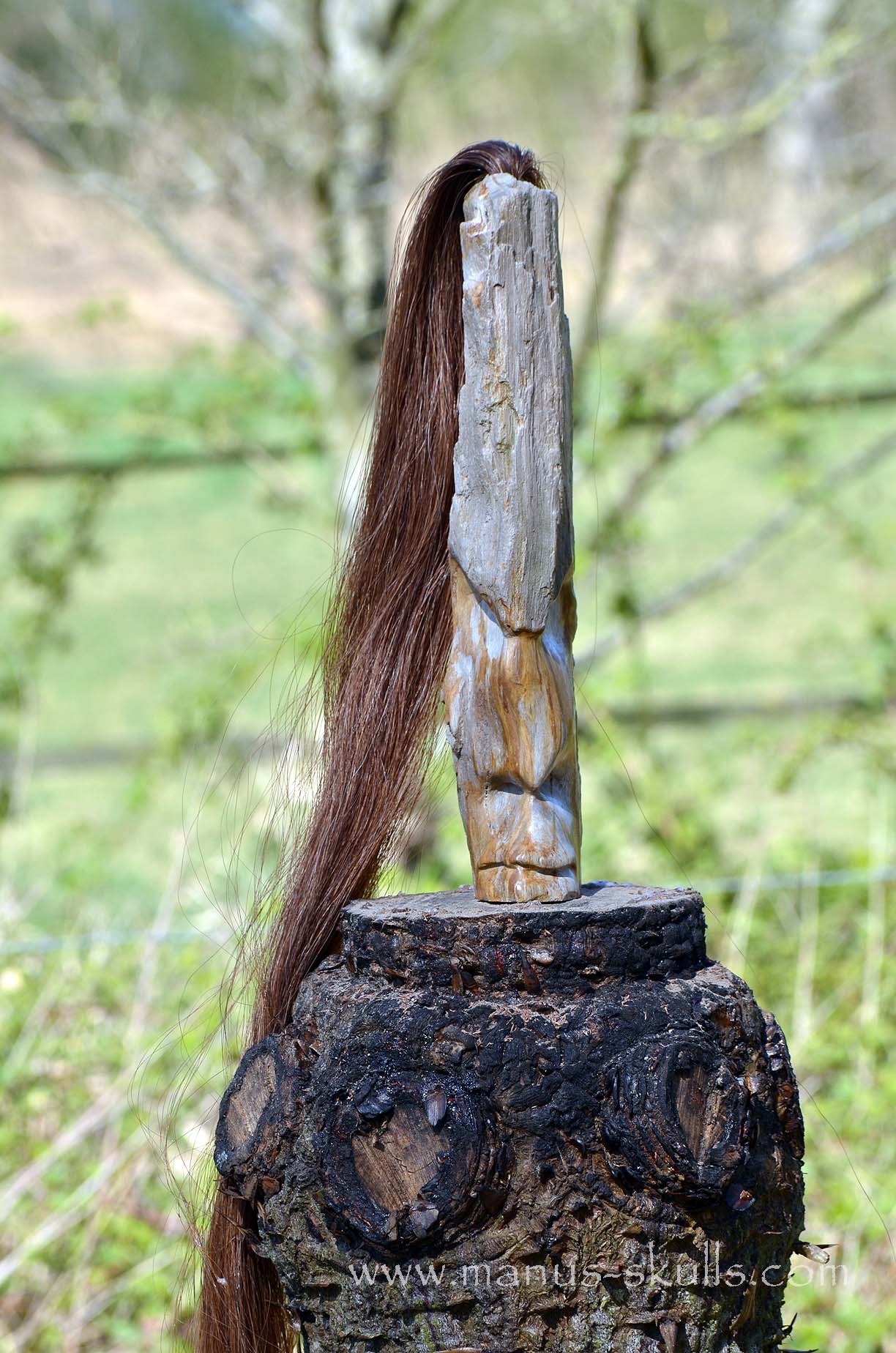 Petrified Wood Tribal Statue #008