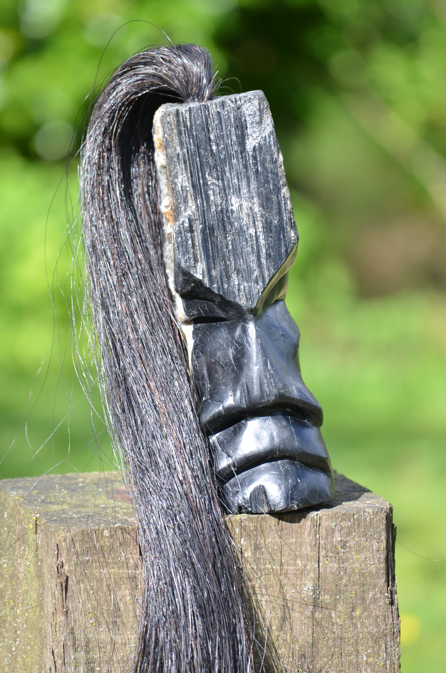 Black Tourmaline Tribal Skull #007