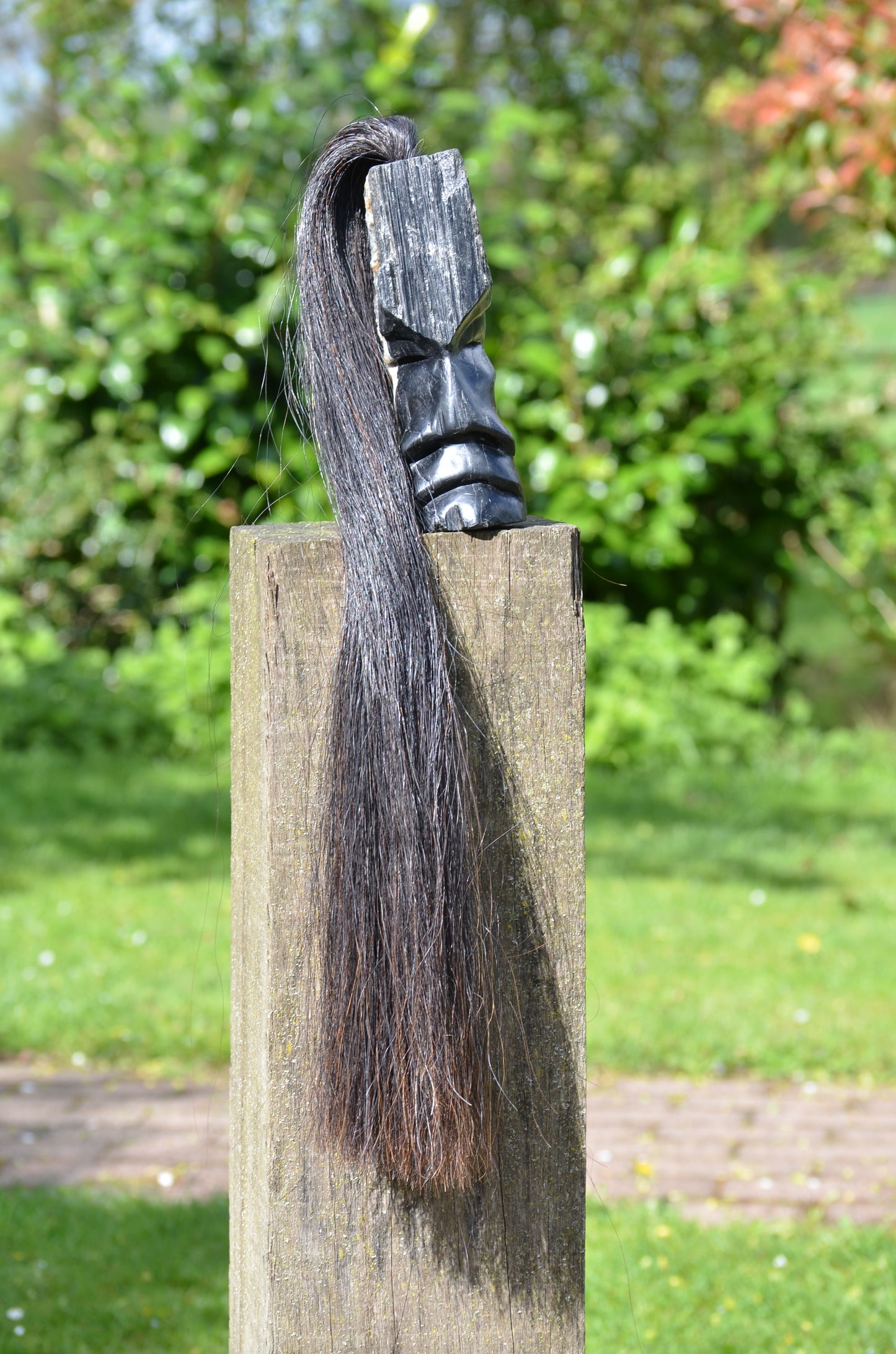 Black Tourmaline Tribal Skull #007