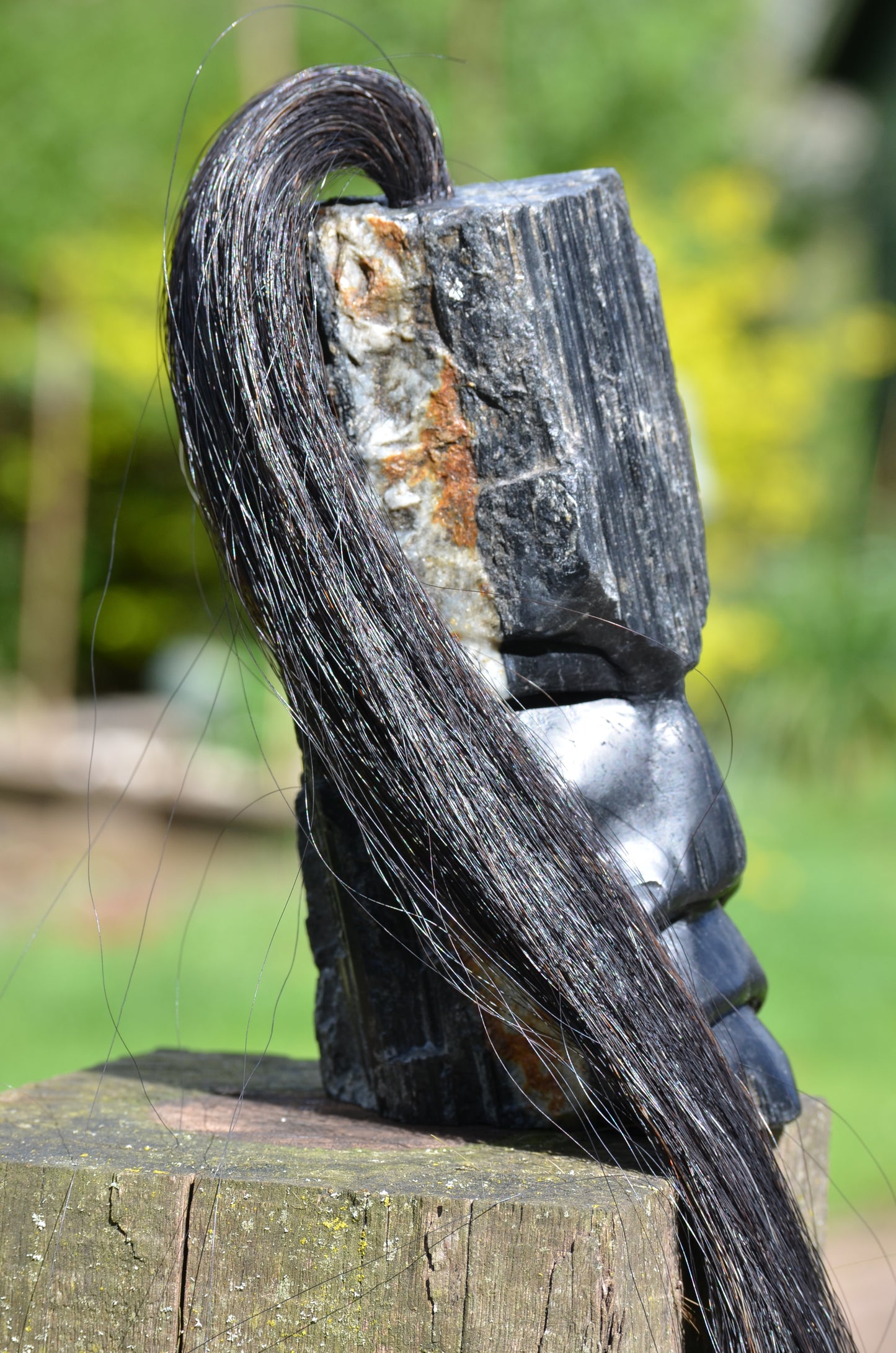 Black Tourmaline Tribal Skull #007