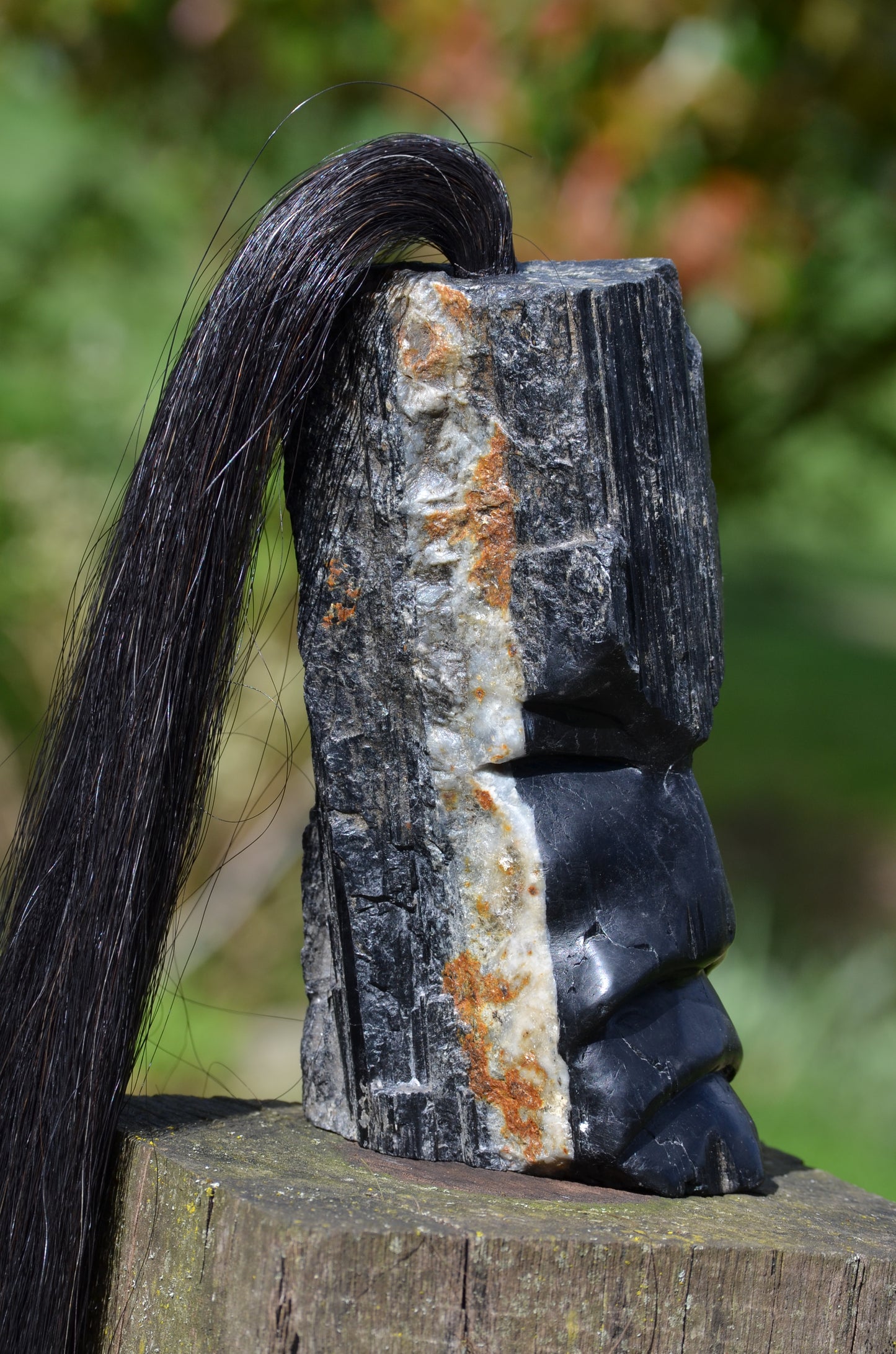 Black Tourmaline Tribal Skull #007