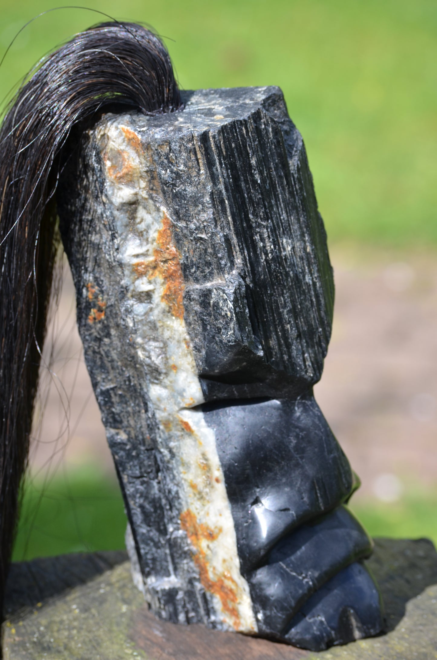 Black Tourmaline Tribal Skull #007