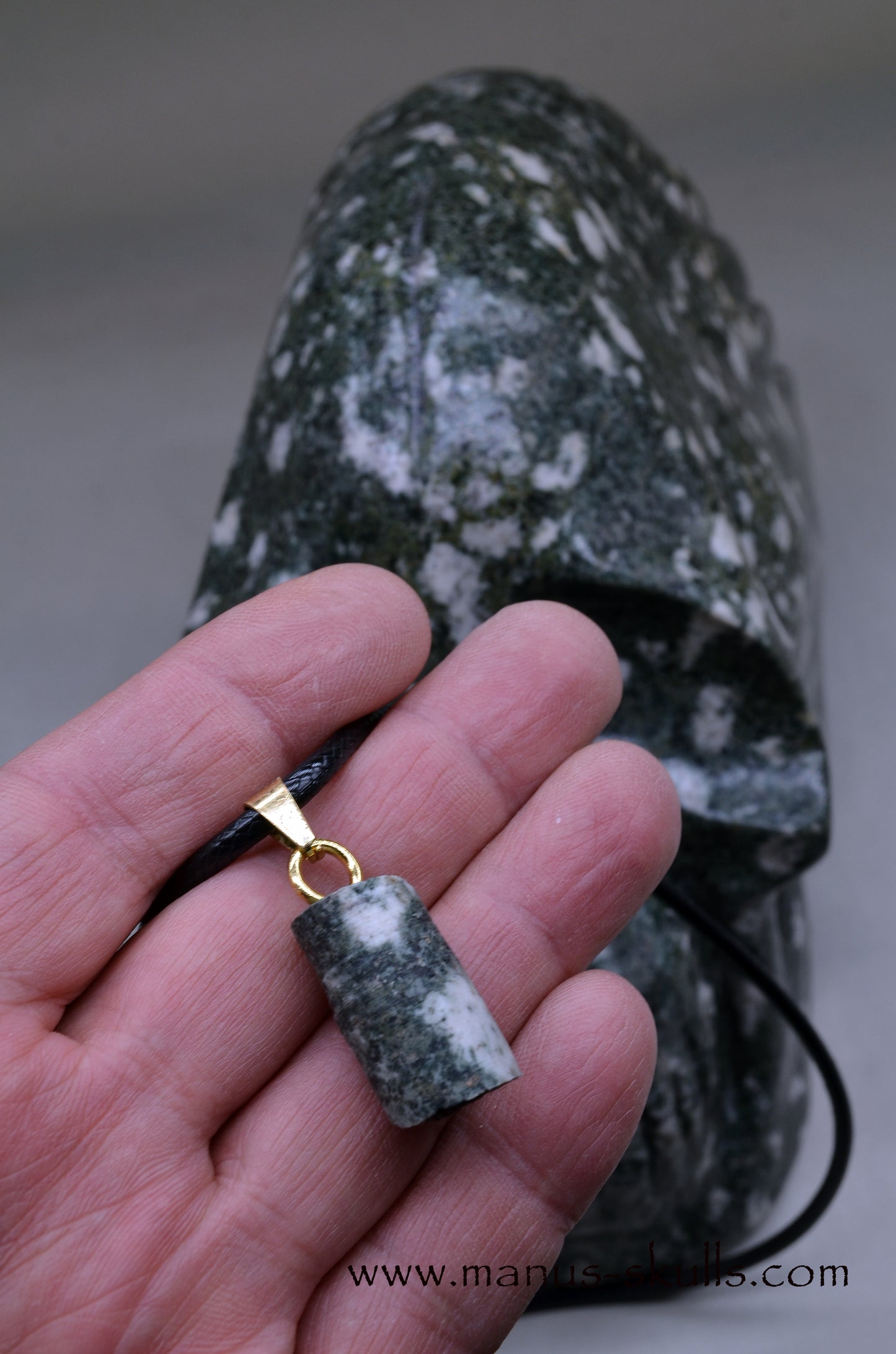 XL Preseli Bluestone Spiral Skull with FREE brainstem pendant!