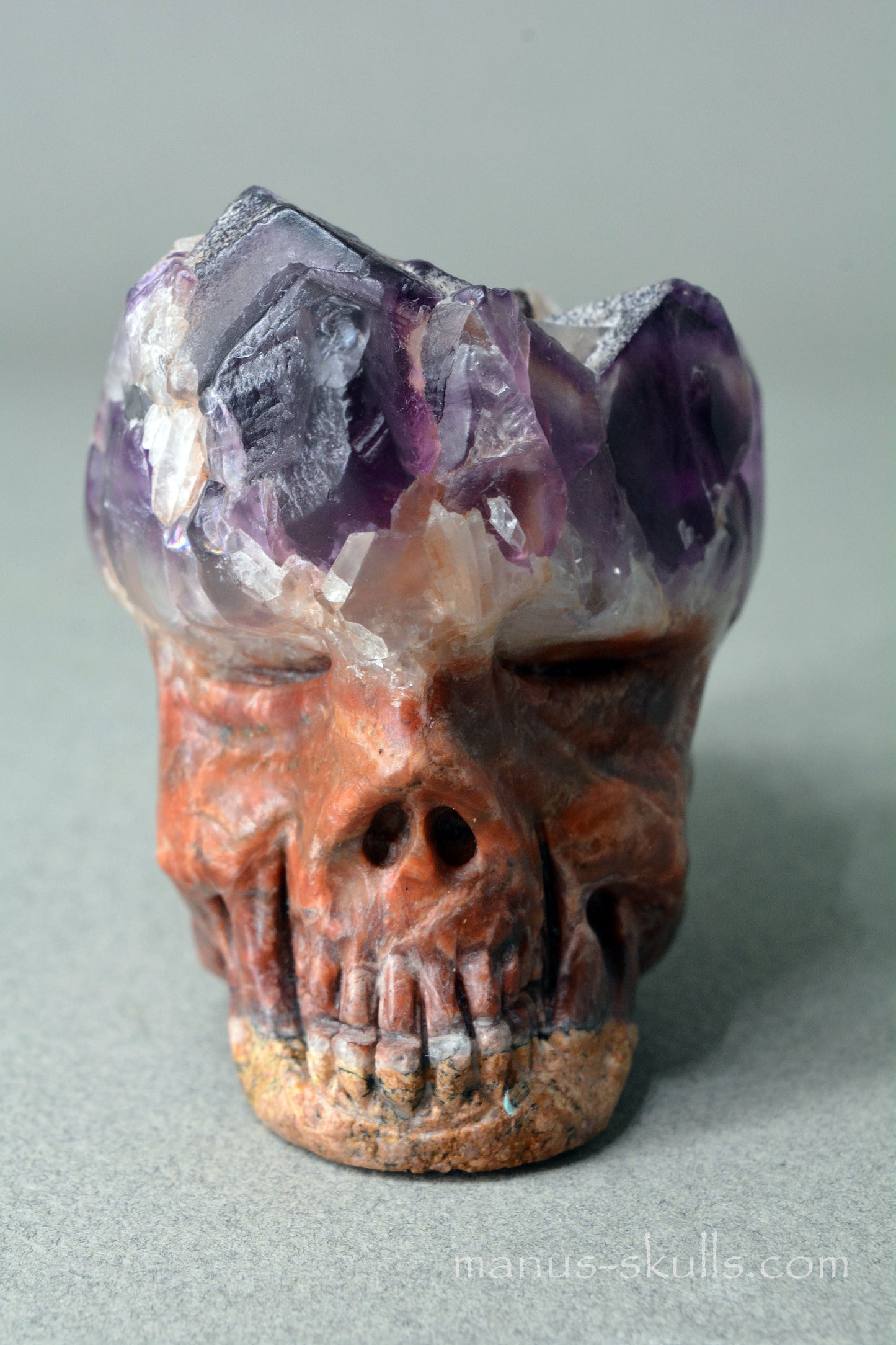 Fluorite in Barite Skull