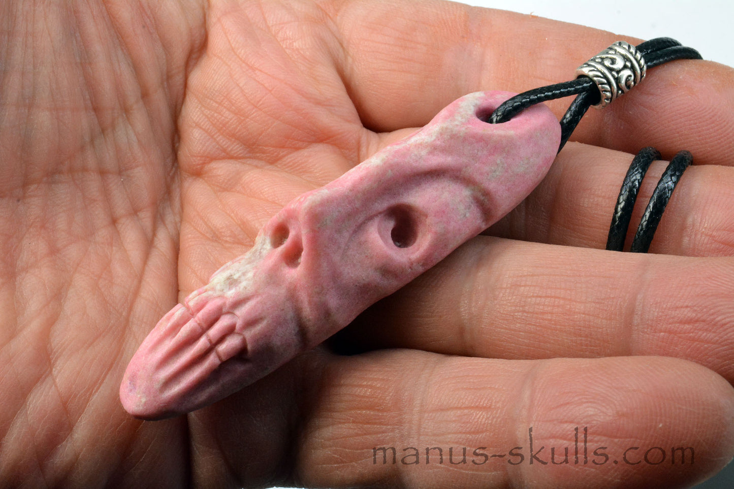 Thulite Tribal Skull Pendant