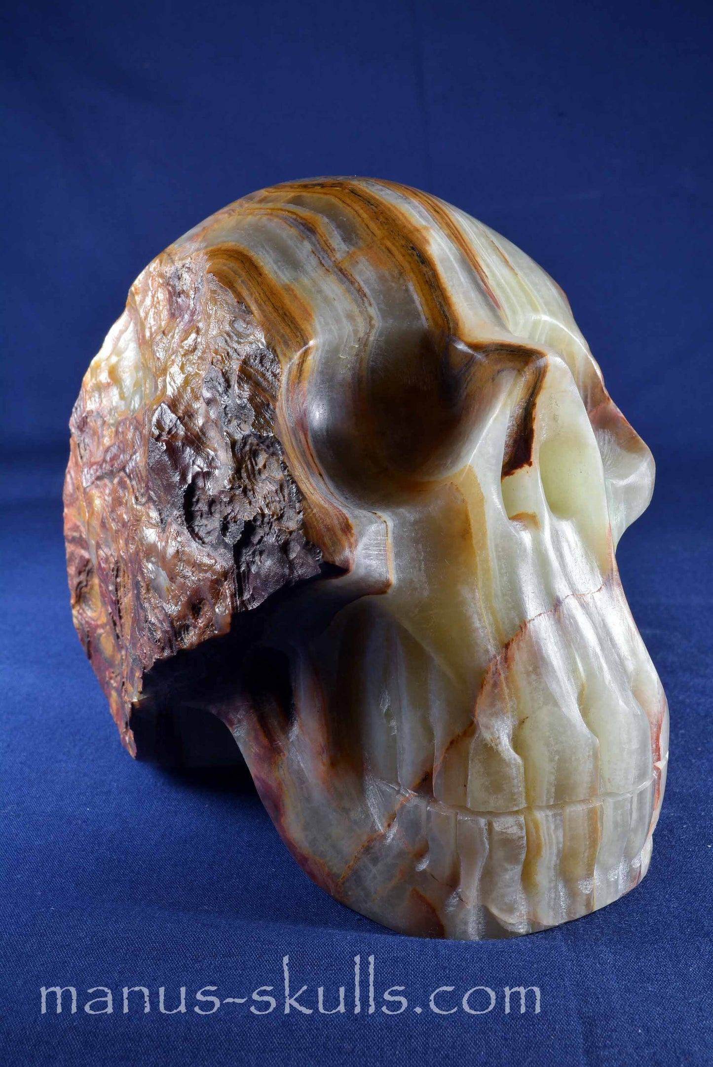 Green Calcite with Aragonite Skull