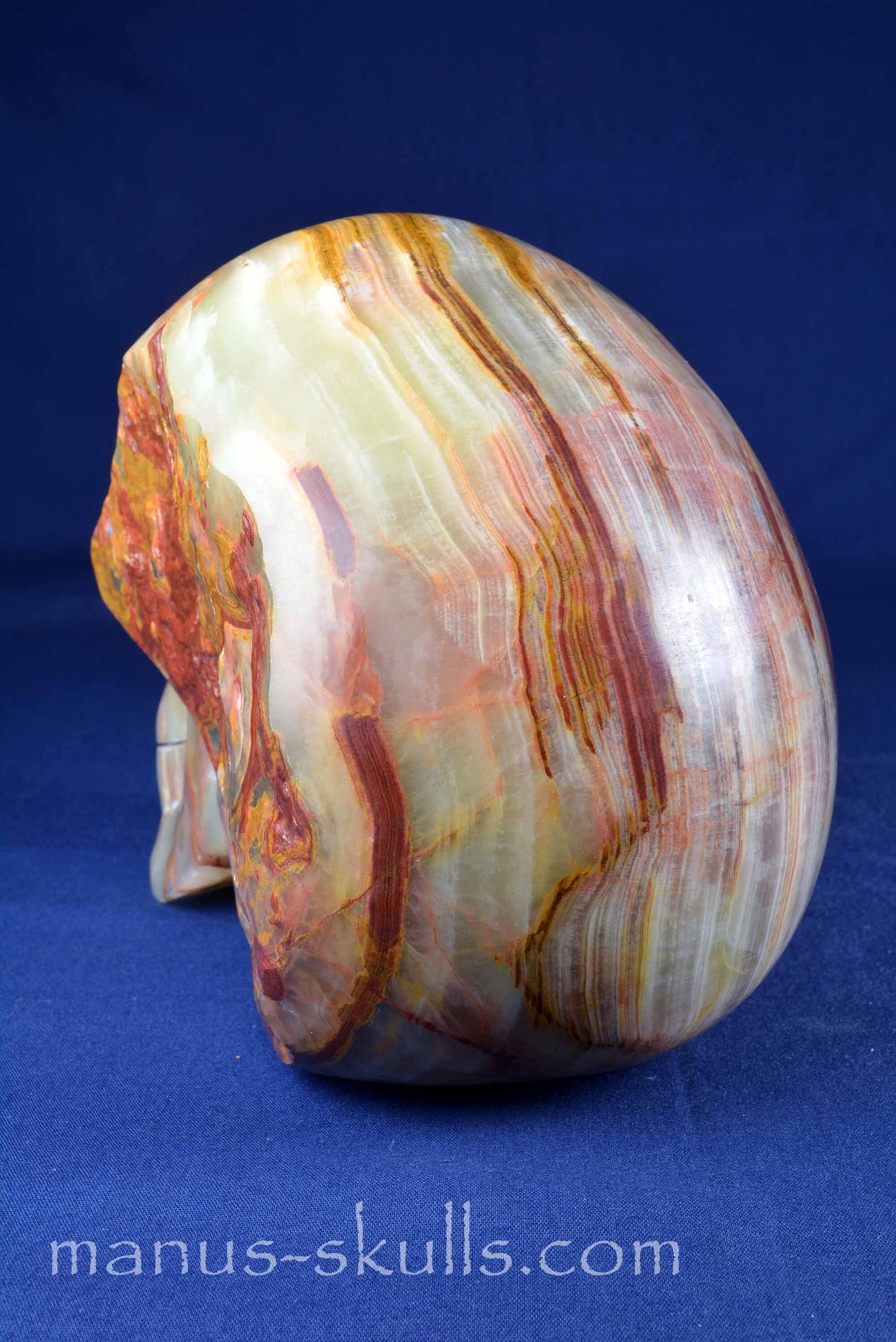 Green Calcite with Aragonite Skull