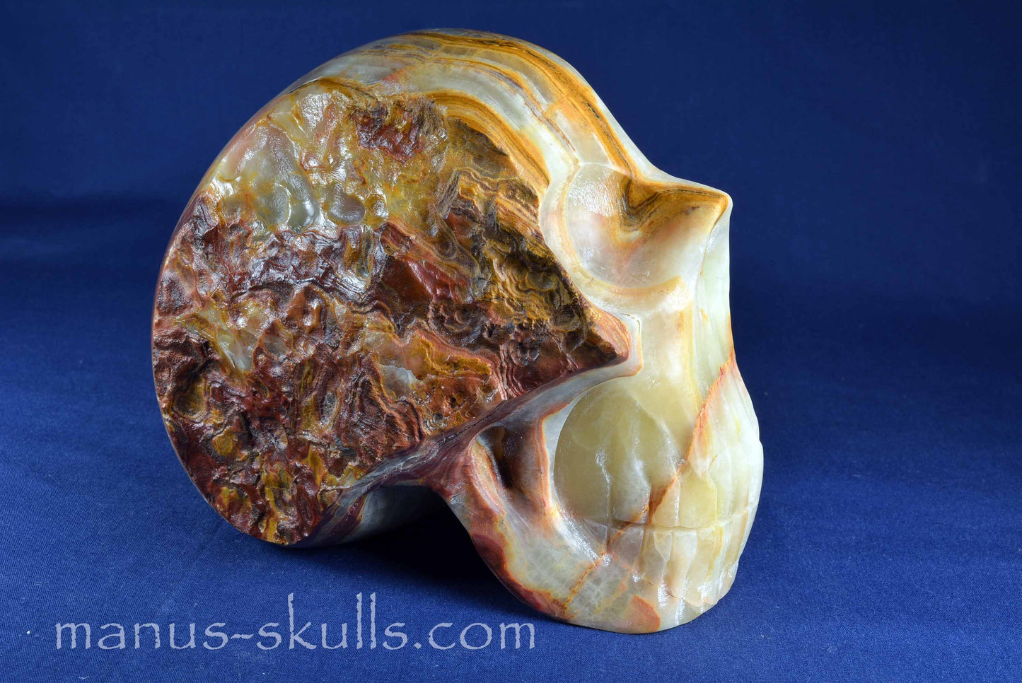 Green Calcite with Aragonite Skull
