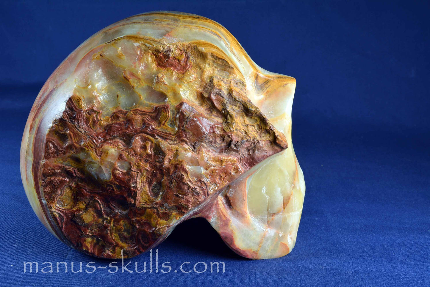 Green Calcite with Aragonite Skull