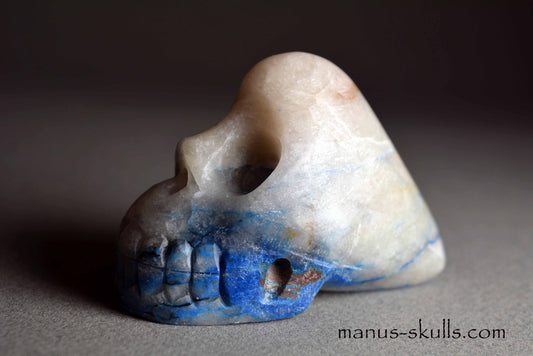 Shattuckite in Quartz Skull