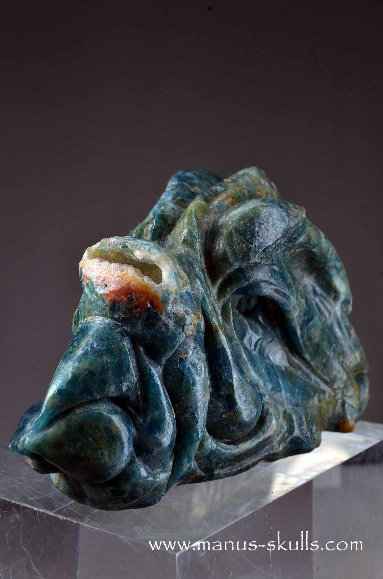 Manus skulls unique Crystal Carvings handmade skulls dragons pendants preseli bluestone tribals spiritual meaning wand Unicorn ..  apatite