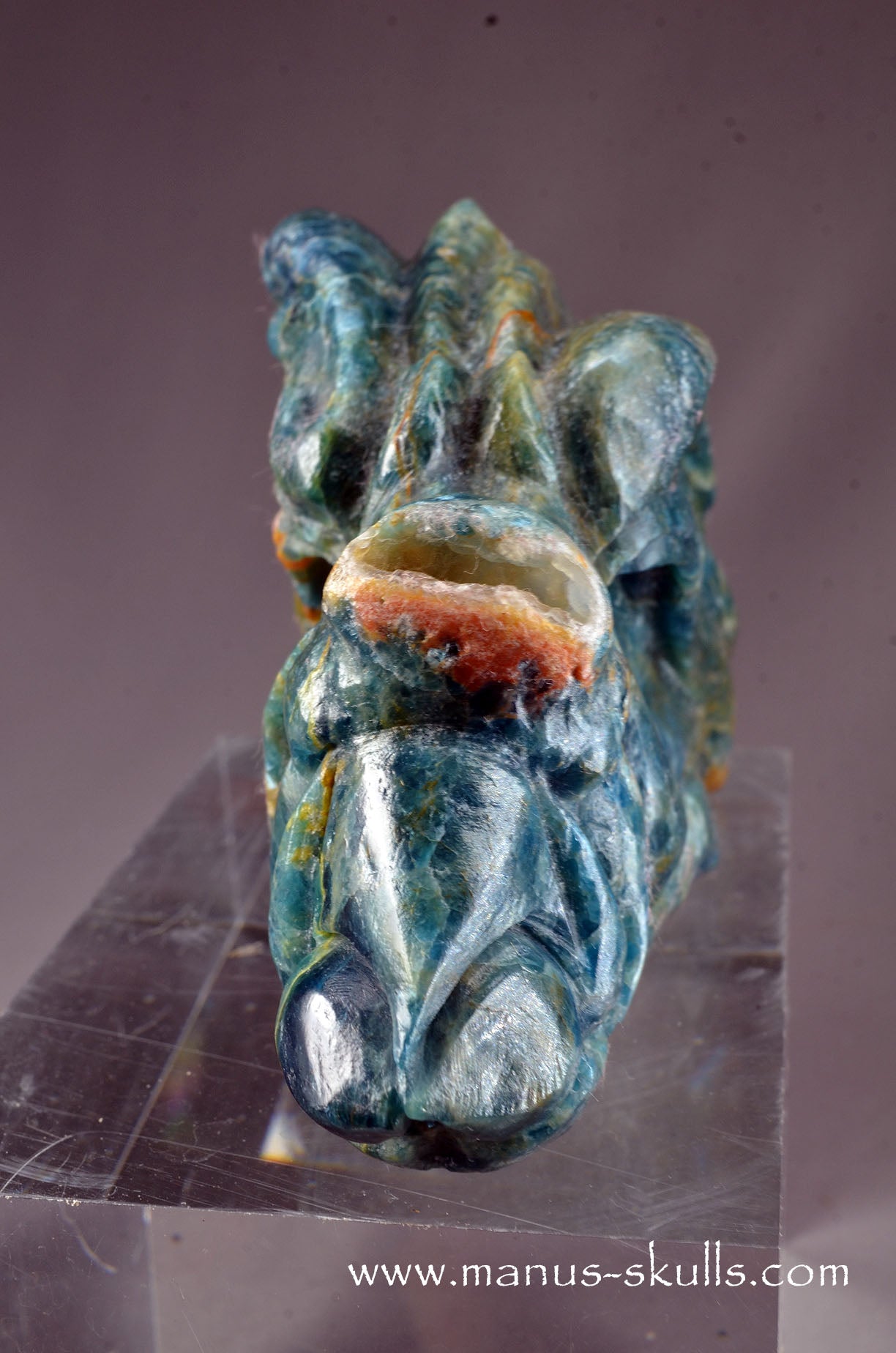 Manus skulls unique Crystal Carvings handmade skulls dragons pendants preseli bluestone tribals spiritual meaning wand Unicorn ..  apatite