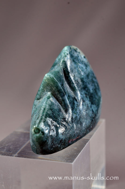 Manus skulls unique Crystal Carvings handmade skulls dragons pendants preseli bluestone tribals spiritual meaning wand Unicorn ..  moss agate whistling skull face