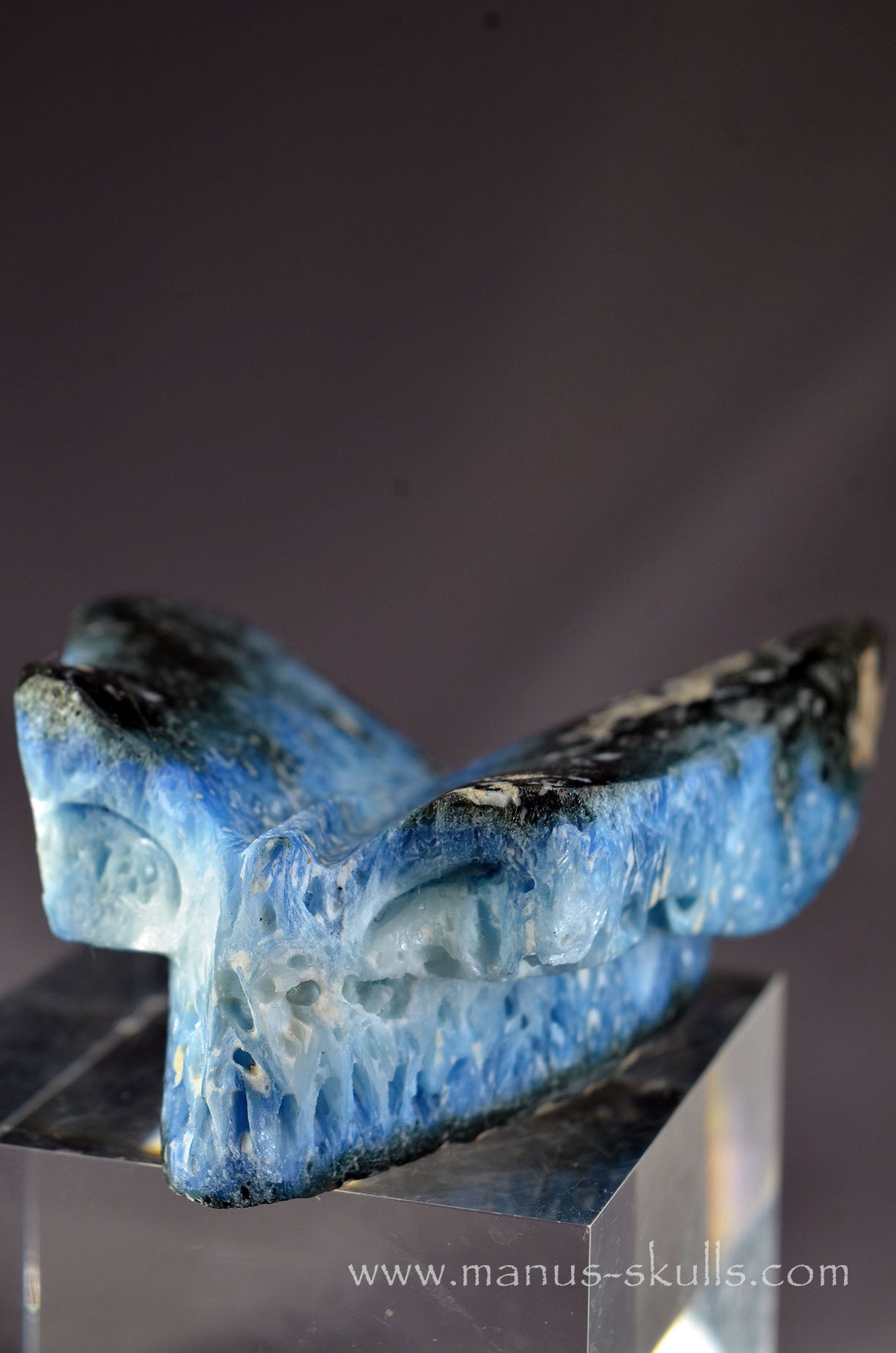 Manus skulls unique Crystal Carvings handmade skulls dragons pendants preseli bluestone tribals spiritual meaning wand Unicorn .. glacierite blue ice stone