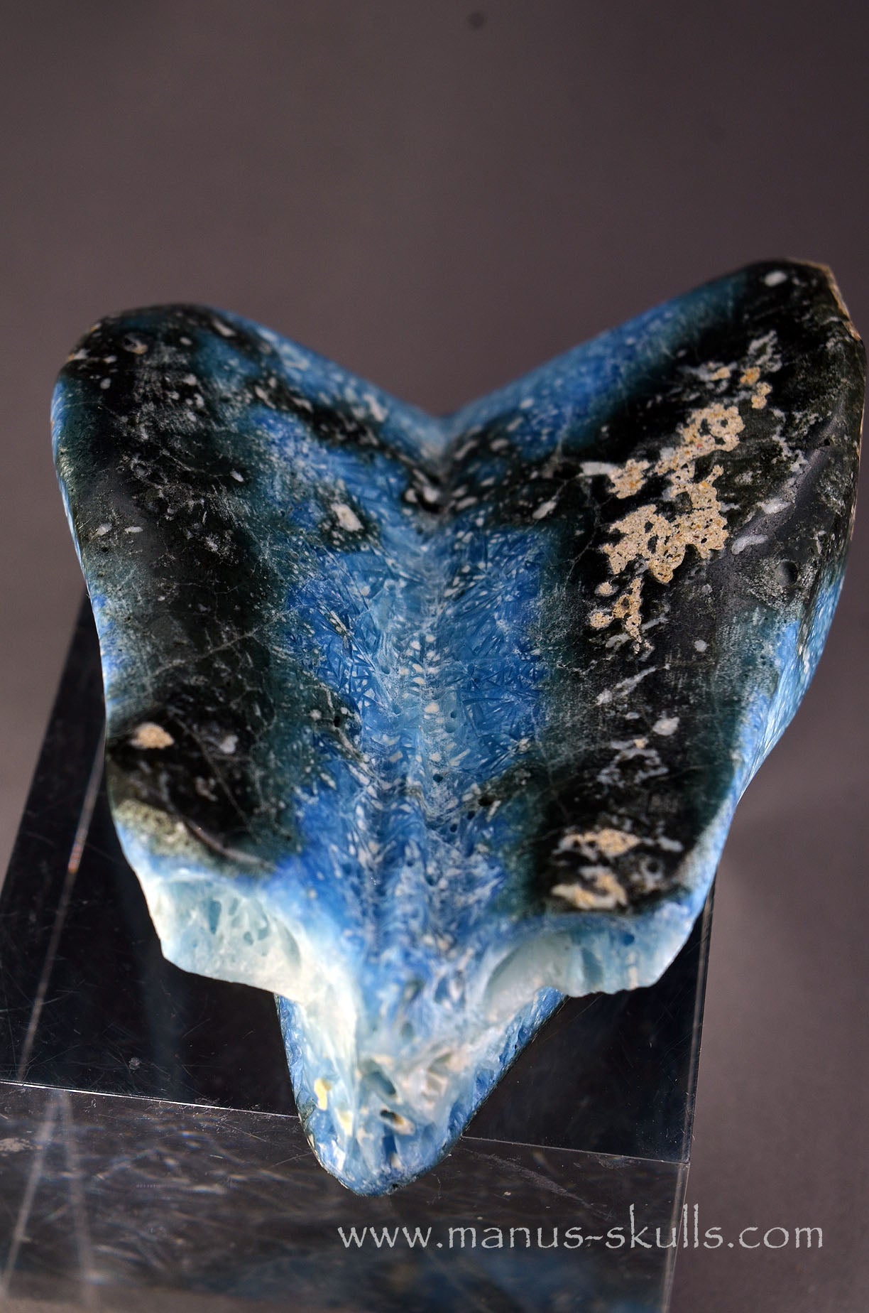 Manus skulls unique Crystal Carvings handmade skulls dragons pendants preseli bluestone tribals spiritual meaning wand Unicorn .. glacierite blue ice stone