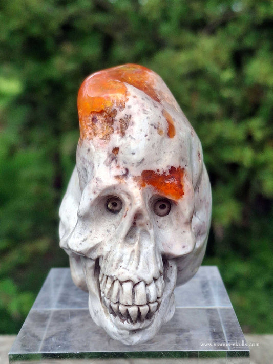 Manus skulls unique Crystal Carvings handmade skulls dragons pendants preseli bluestone tribals spiritual meaning wand Unicorn ..  fire opal