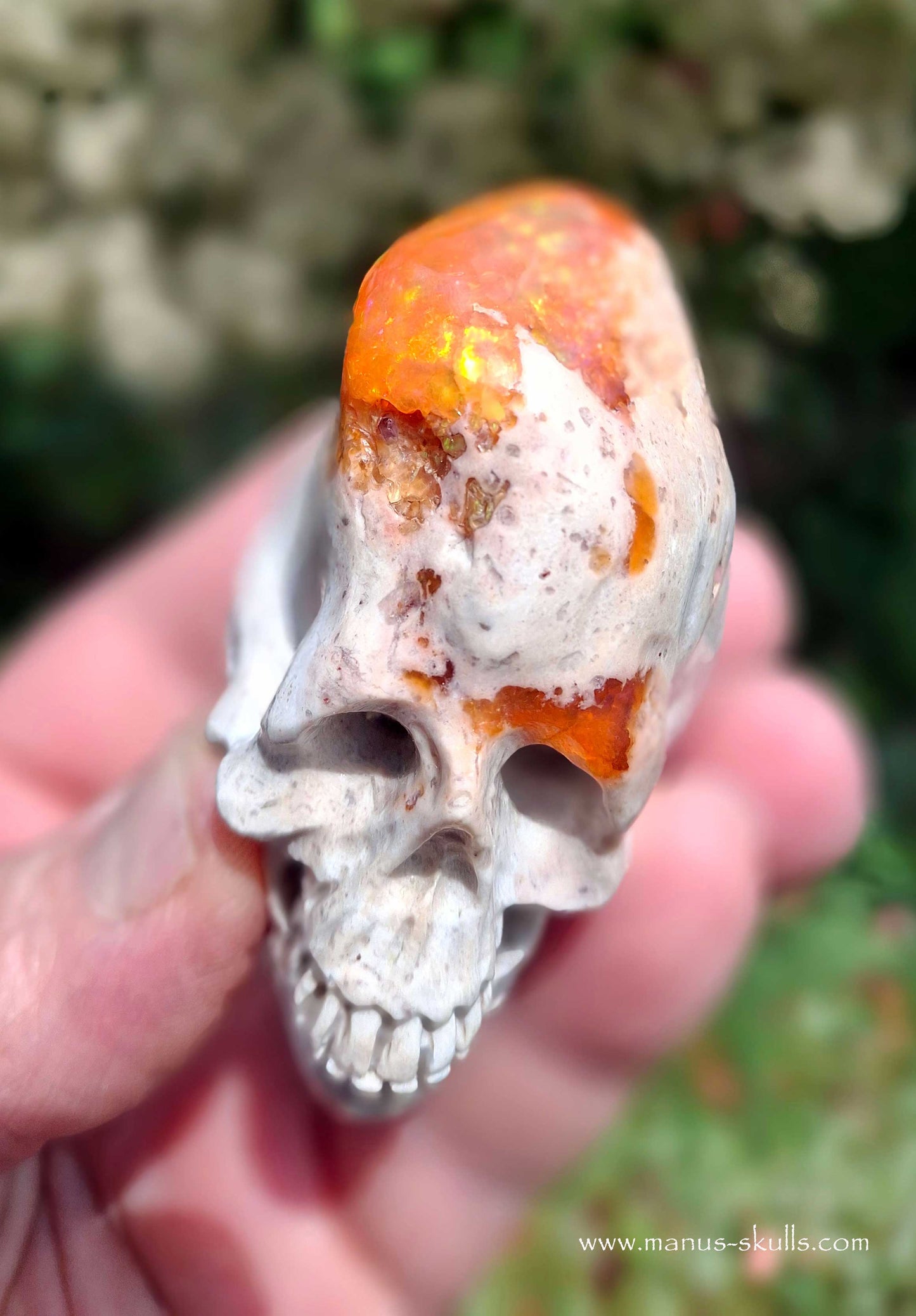 Manus skulls unique Crystal Carvings handmade skulls dragons pendants preseli bluestone tribals spiritual meaning wand Unicorn ..  fire opal