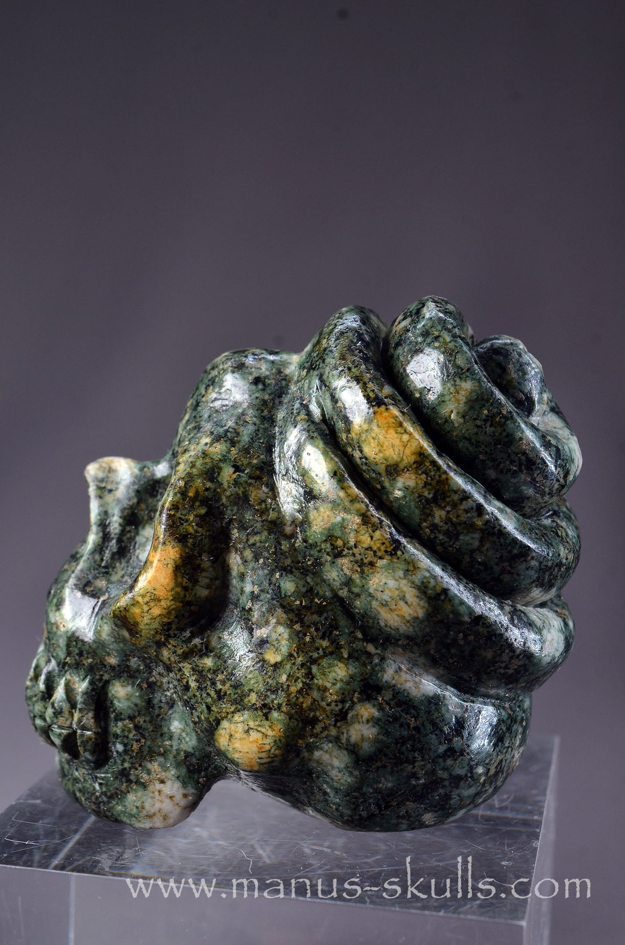 Preseli Bluestone Skull with 3-D Spiral top