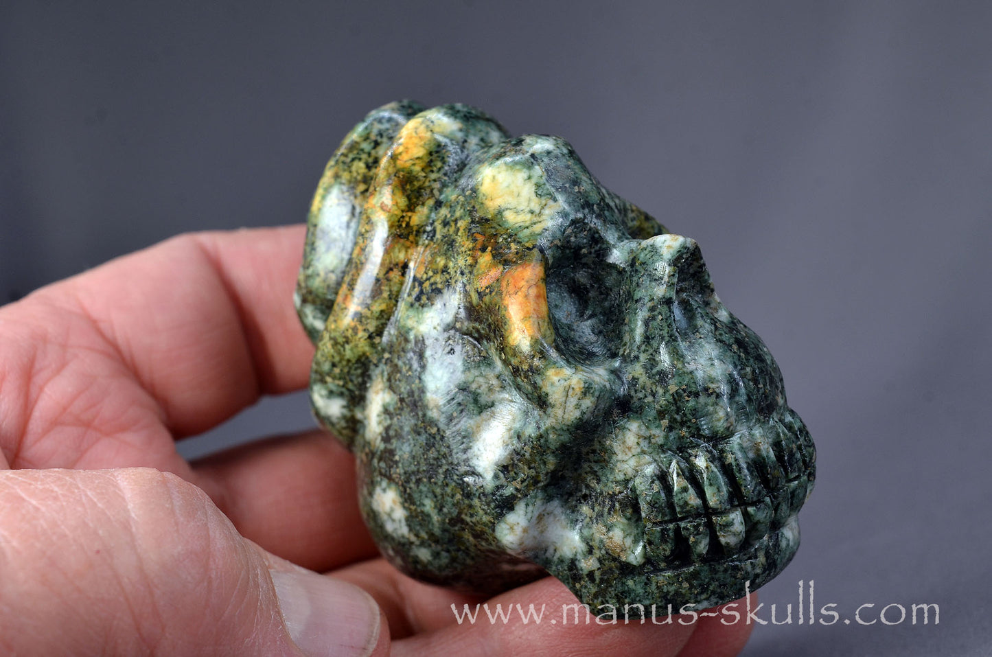 Preseli Bluestone Skull with 3-D Spiral top