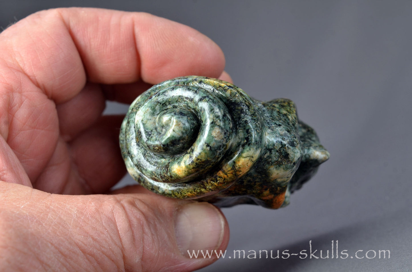 Preseli Bluestone Skull with 3-D Spiral top