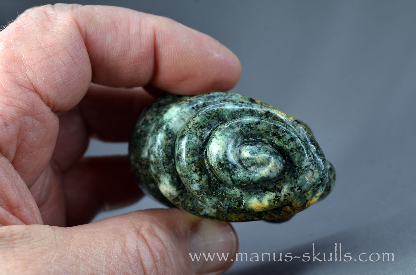 Preseli Bluestone Skull with 3-D Spiral top