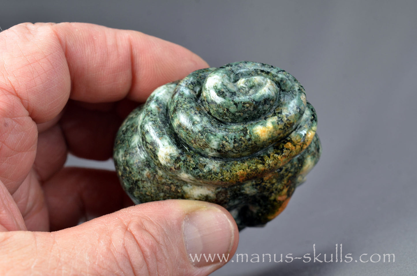 Preseli Bluestone Skull with 3-D Spiral top