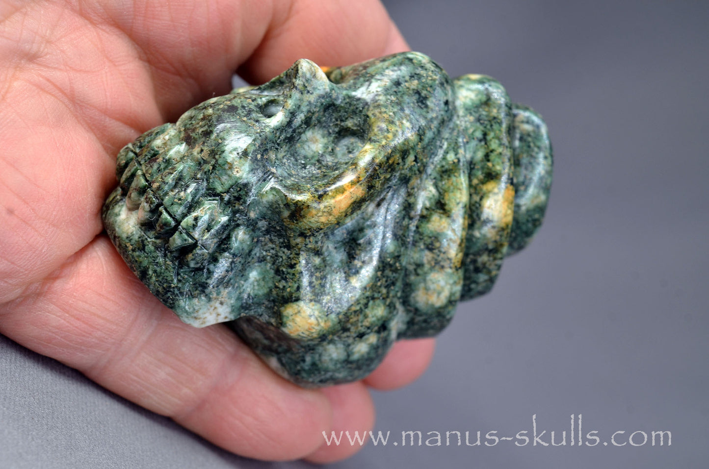 Preseli Bluestone Skull with 3-D Spiral top