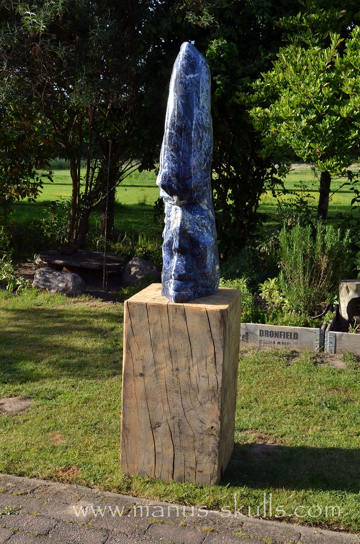 Sodalite Tribal Statue with White ponytail  #090