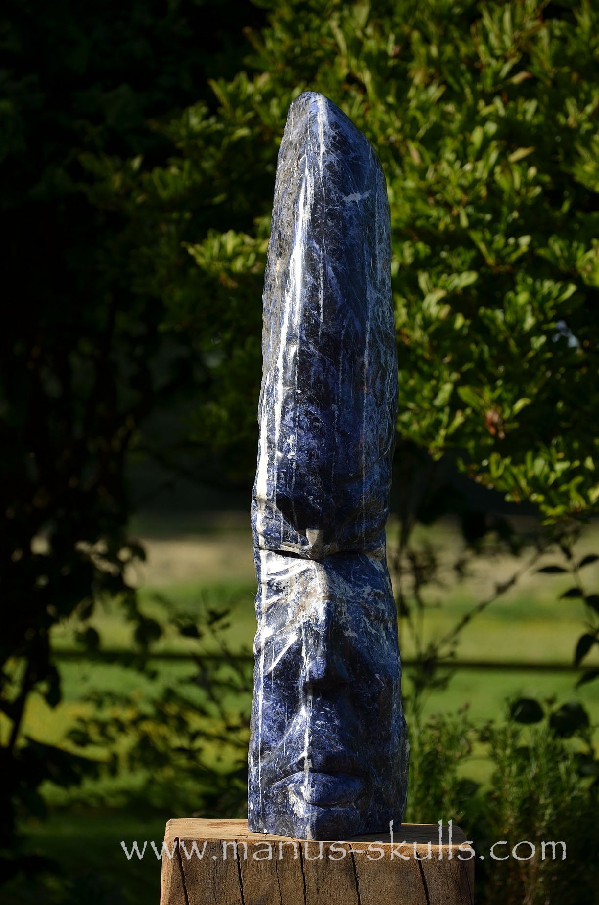 Sodalite Tribal Statue with White ponytail  #090