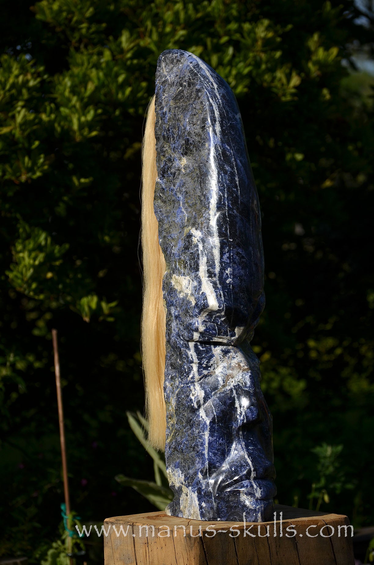 Sodalite Tribal Statue with White ponytail  #090