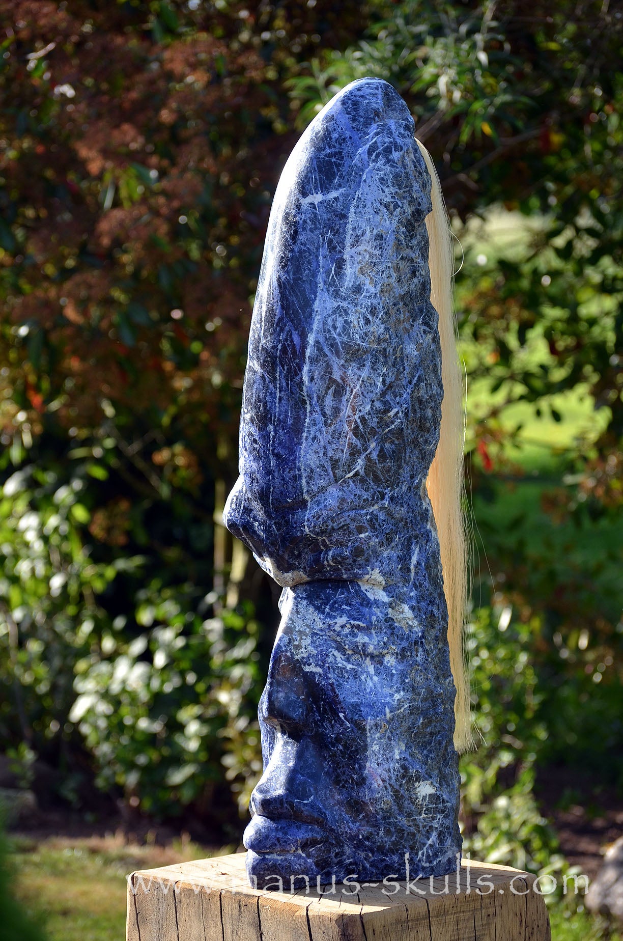 Sodalite Tribal Statue with White ponytail  #090