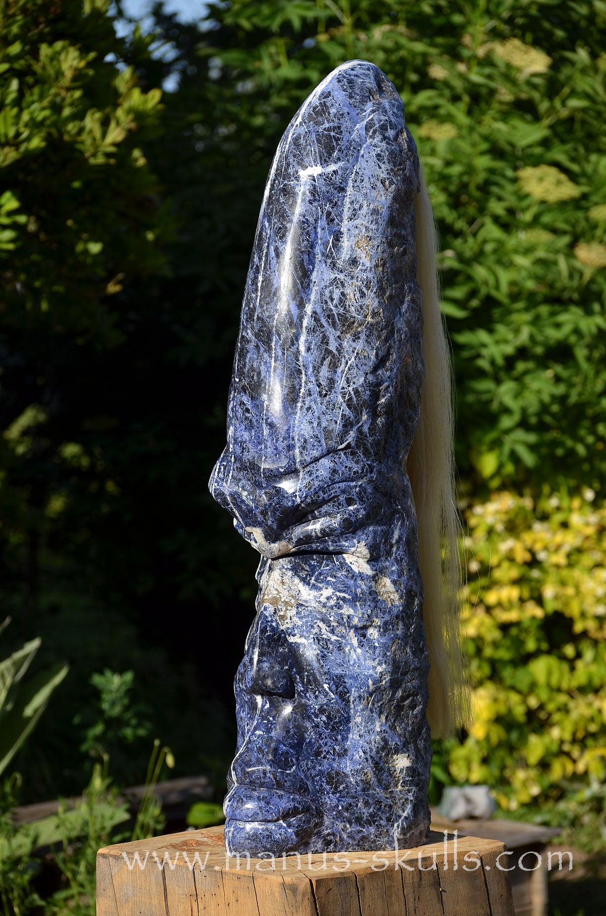 Sodalite Tribal Statue with White ponytail  #090