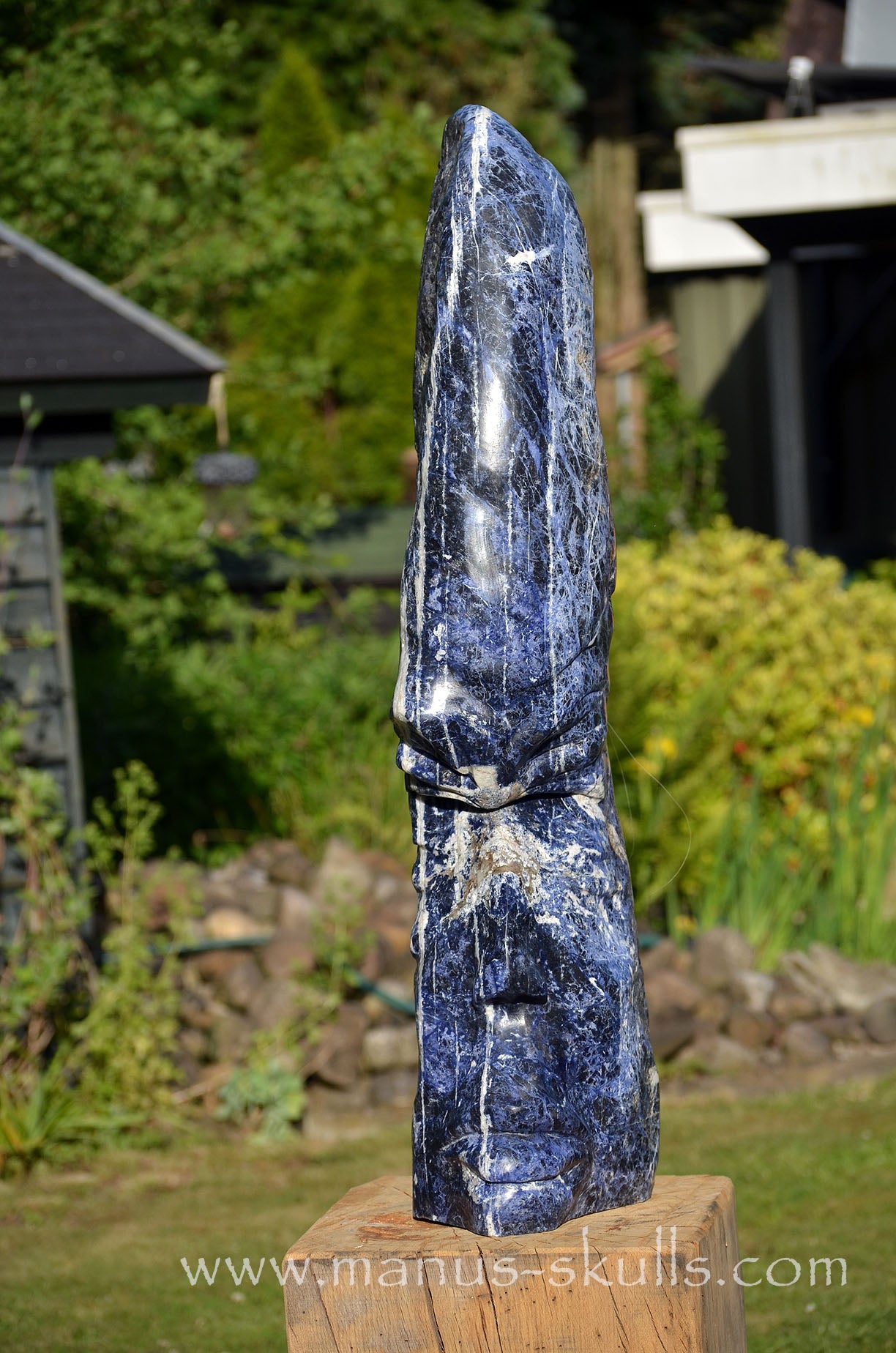 Sodalite Tribal Statue with White ponytail  #090