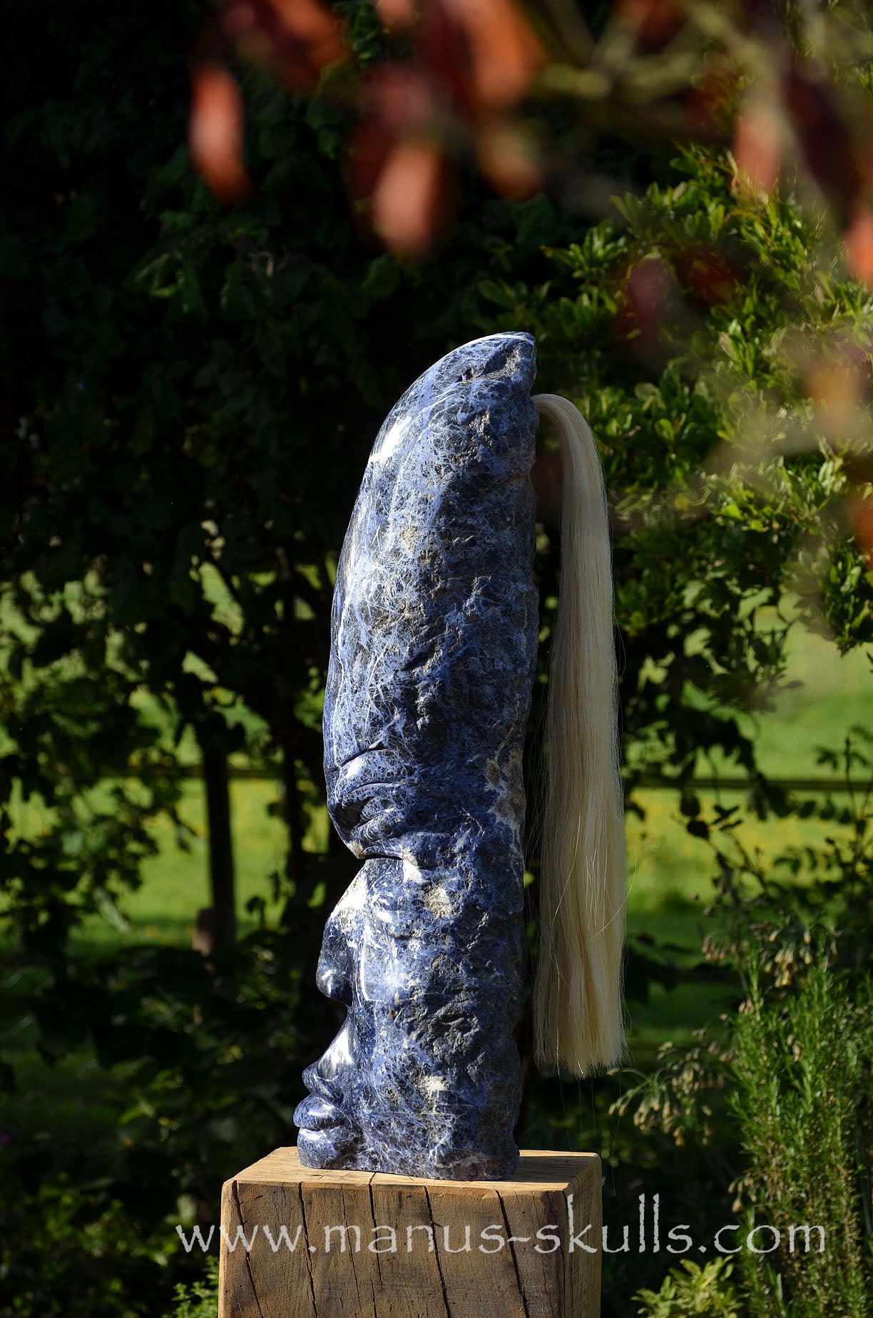 Sodalite Tribal Statue with White ponytail  #090