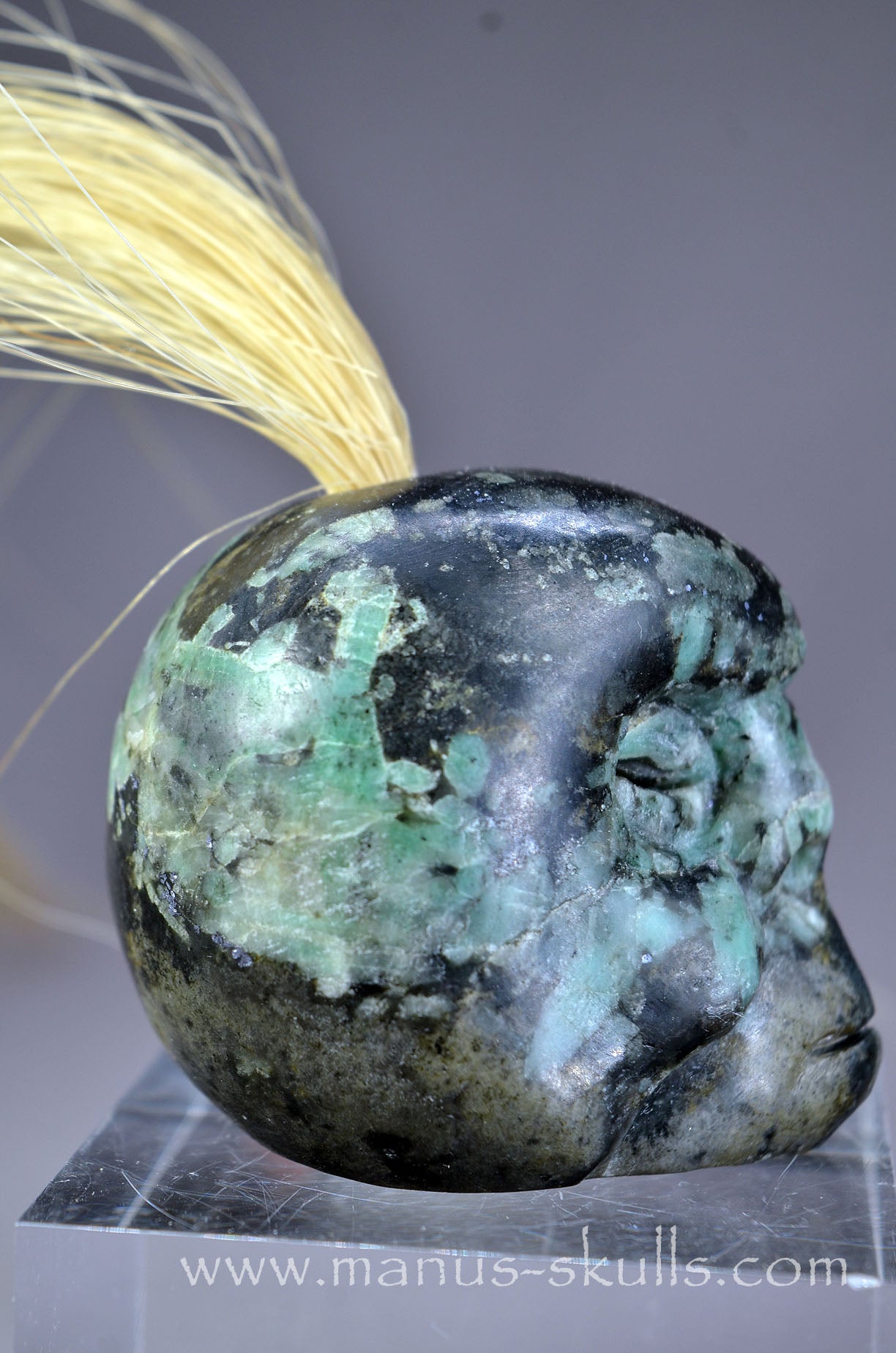 Emerald in Matrix Tribal Skull #091
